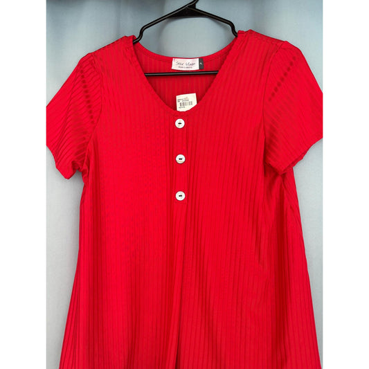 Star Vixen Red Ribbed Top Petite L NWT