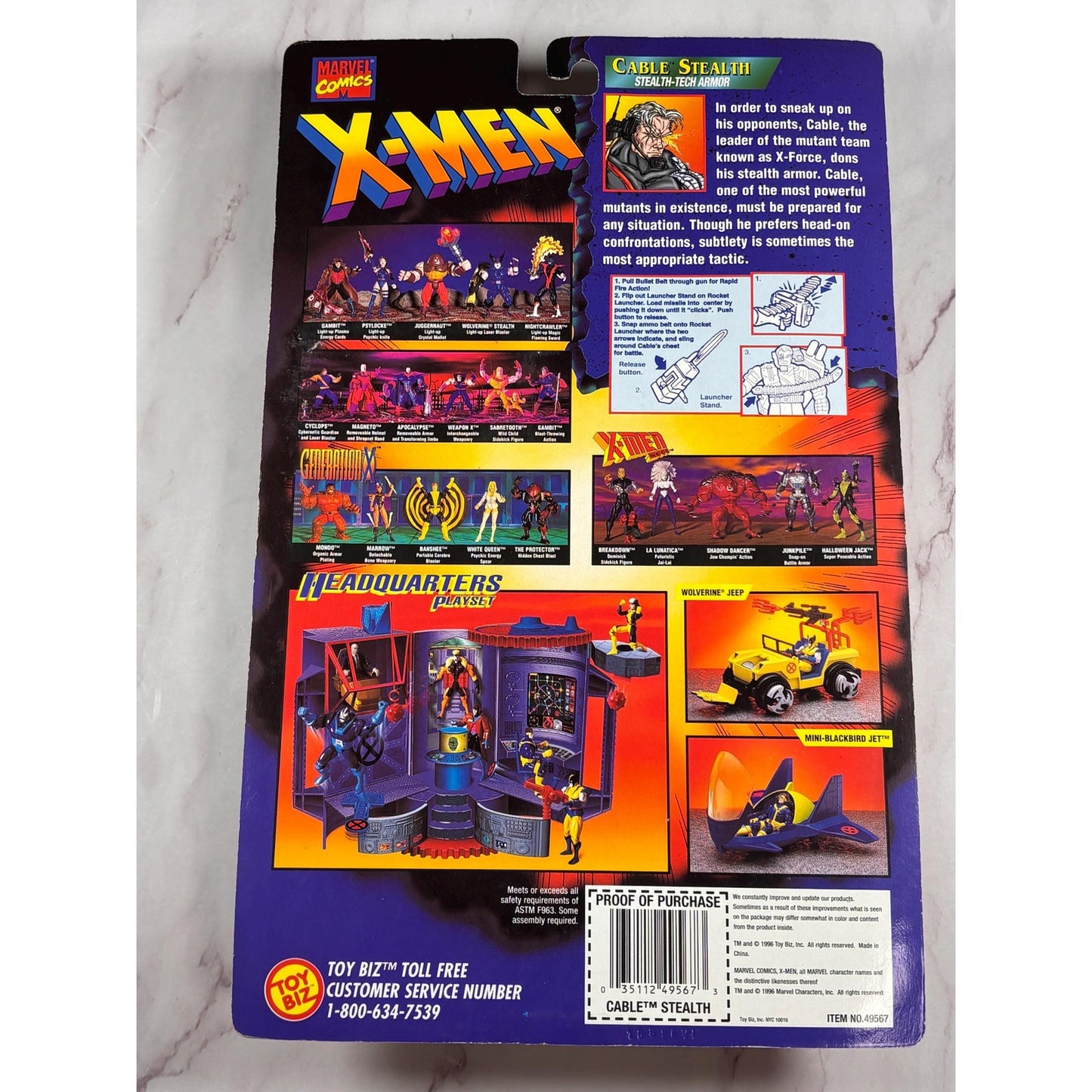 X-Men X-Force Cable Stealth Tech Armor figure w/ trading card Toy Biz 1996 New