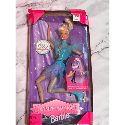 Mattel Olympic Figure Skater Barbie USA #18501 1997 Skate and Spin 90s Doll