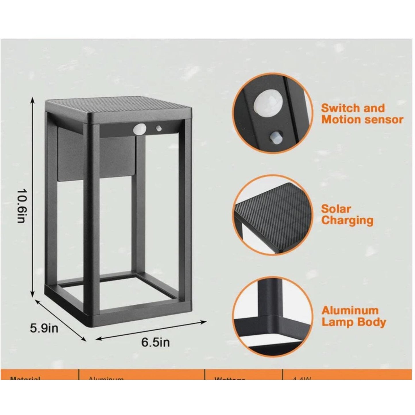 Inowel Solar Outdoor Wall Light Dusk to Dawn Lantern LED IP44 - 1984 4.4 W LED