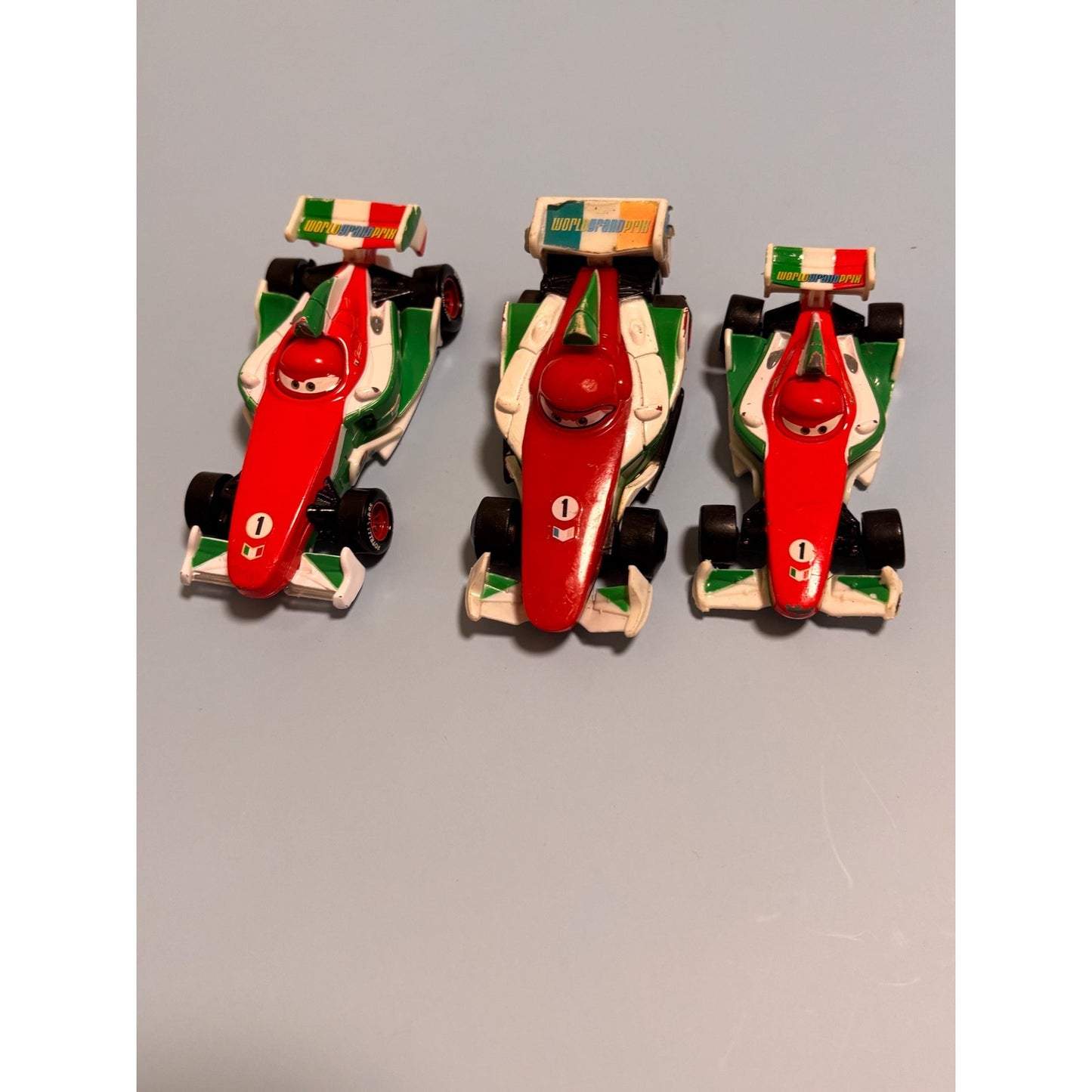 Lot of 3 Disney Pixar Cars 2 Francesco Bernoulli Diecast Metal Plastic Italy