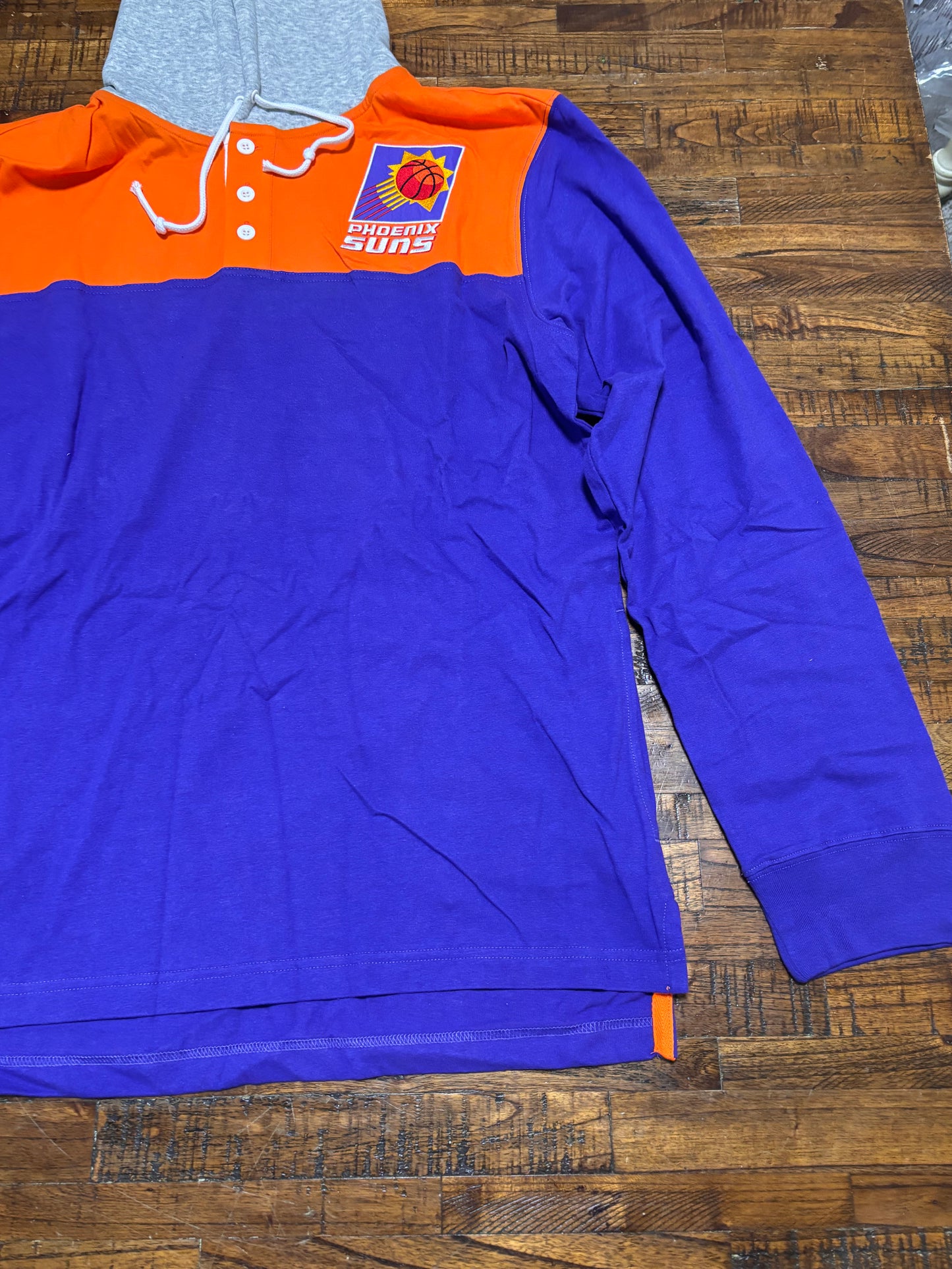 Phoenix Suns Mitchell & Ness NBA Retro Hardwood Classic HWC Split 1/4 Snap Lightweight Pullover Hoodie Shirt Orange Purple Gray Mens L Large New NWOT