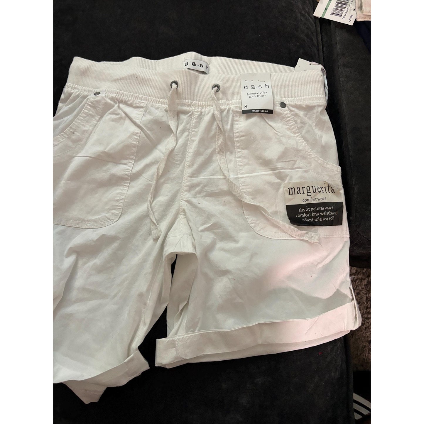 SNWT Dash White Stretch Adjustable Marguerita Bermuda Shorts S NWT