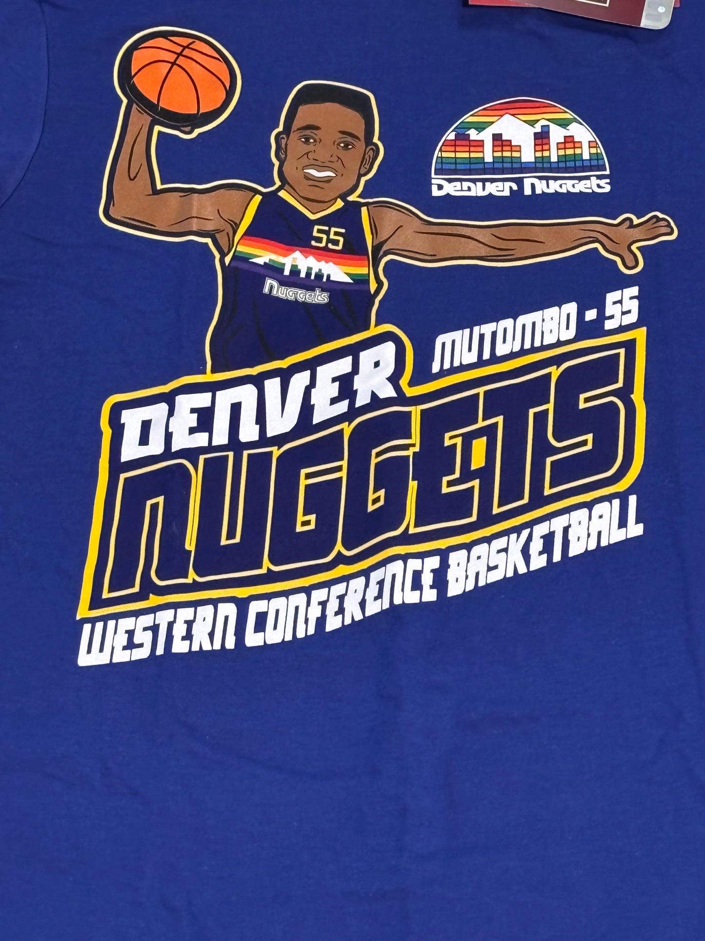 Dikembe Mutombo Denver Nuggets Mitchell & Ness 1991/92 Retro Hardwood Classics Swingman T Shirt Royal Blue Youth Kids Medium M 10/12 New NWT