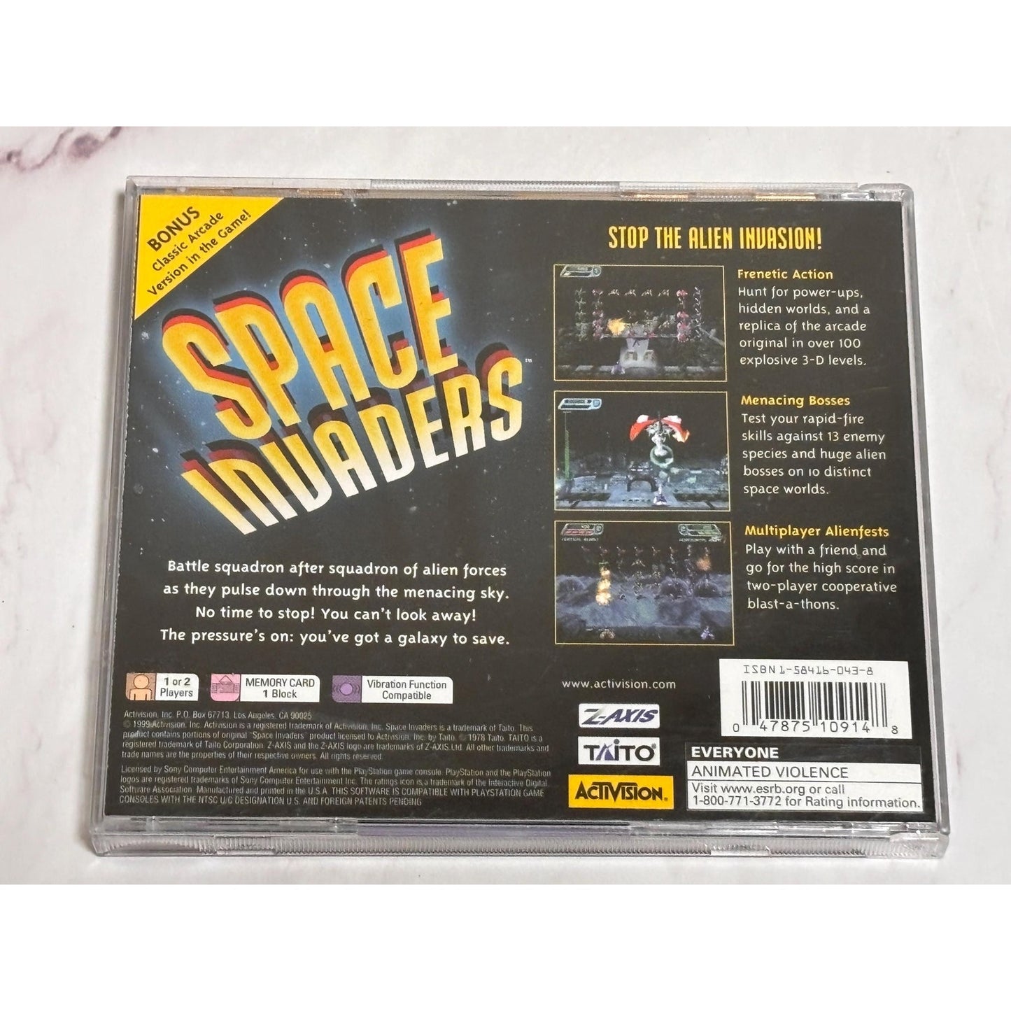 Space Invaders PS1 PlayStation 1 + Reg Card Complete