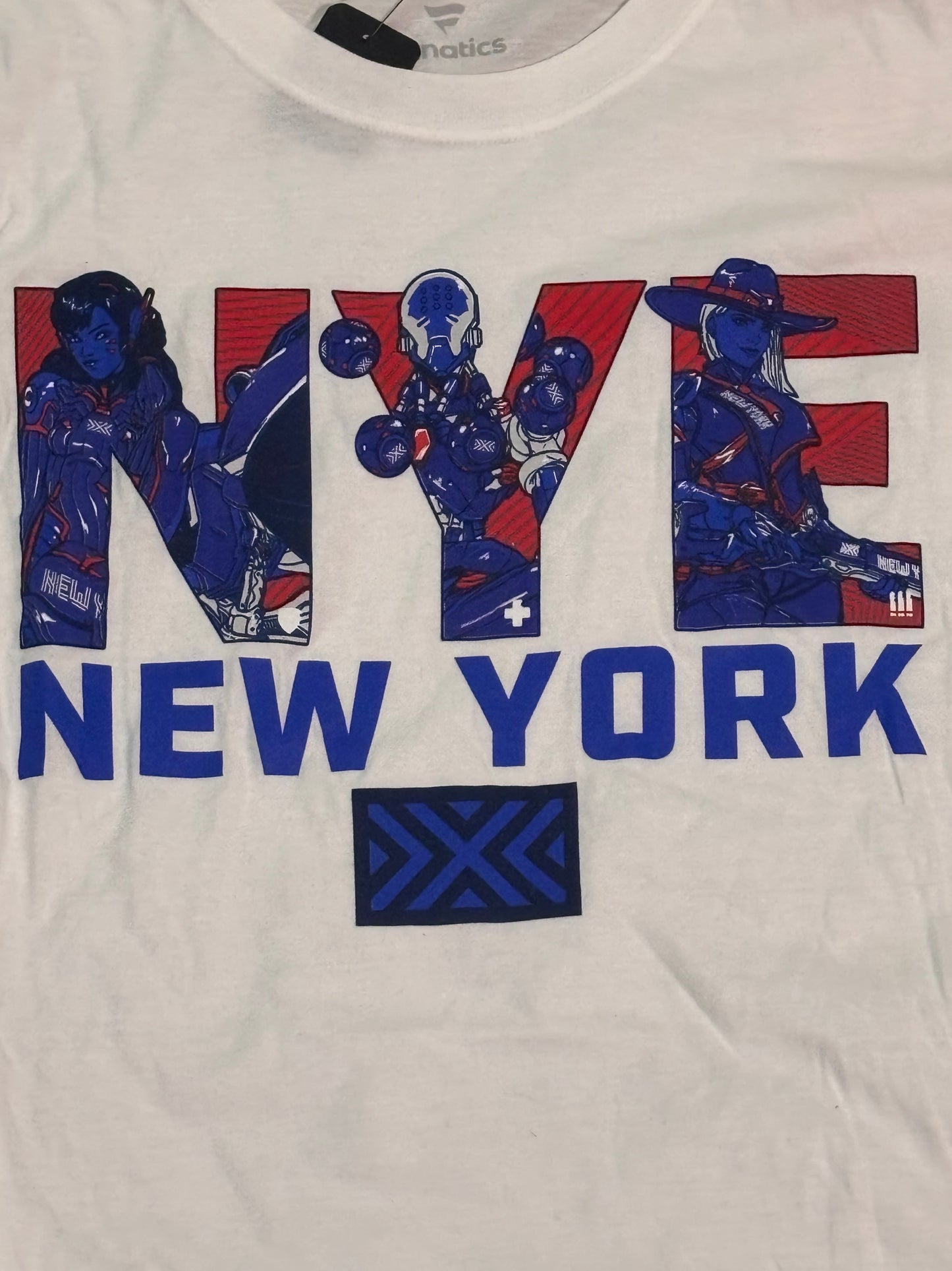 New York Excelsior NYE White T Shirt Men’s Long Sleeve White Overwatch League Blizzard Owl City Hero New NWT