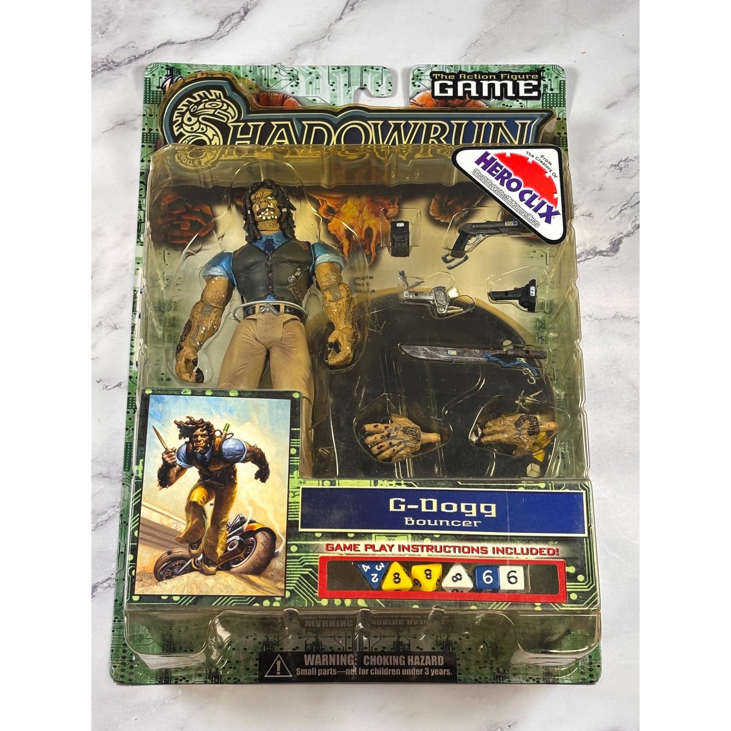 Vintage Shadowrun Duels Wizkids Action Figure Game G-Dogg Bouncer Vigilante 2003