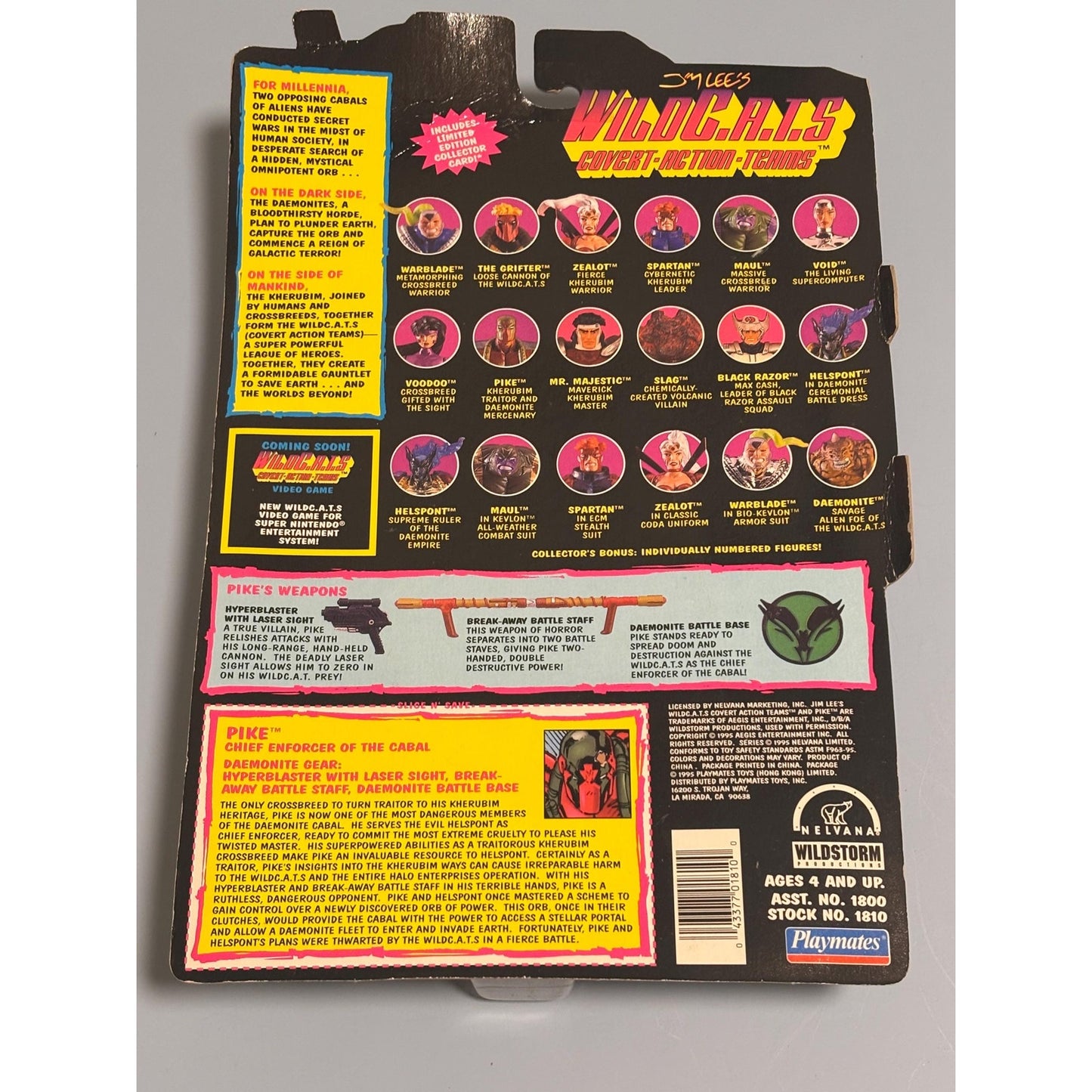 Wild C.A.T.S Playmates Action Figure Pike w/ Collector Card 1994 wildcats