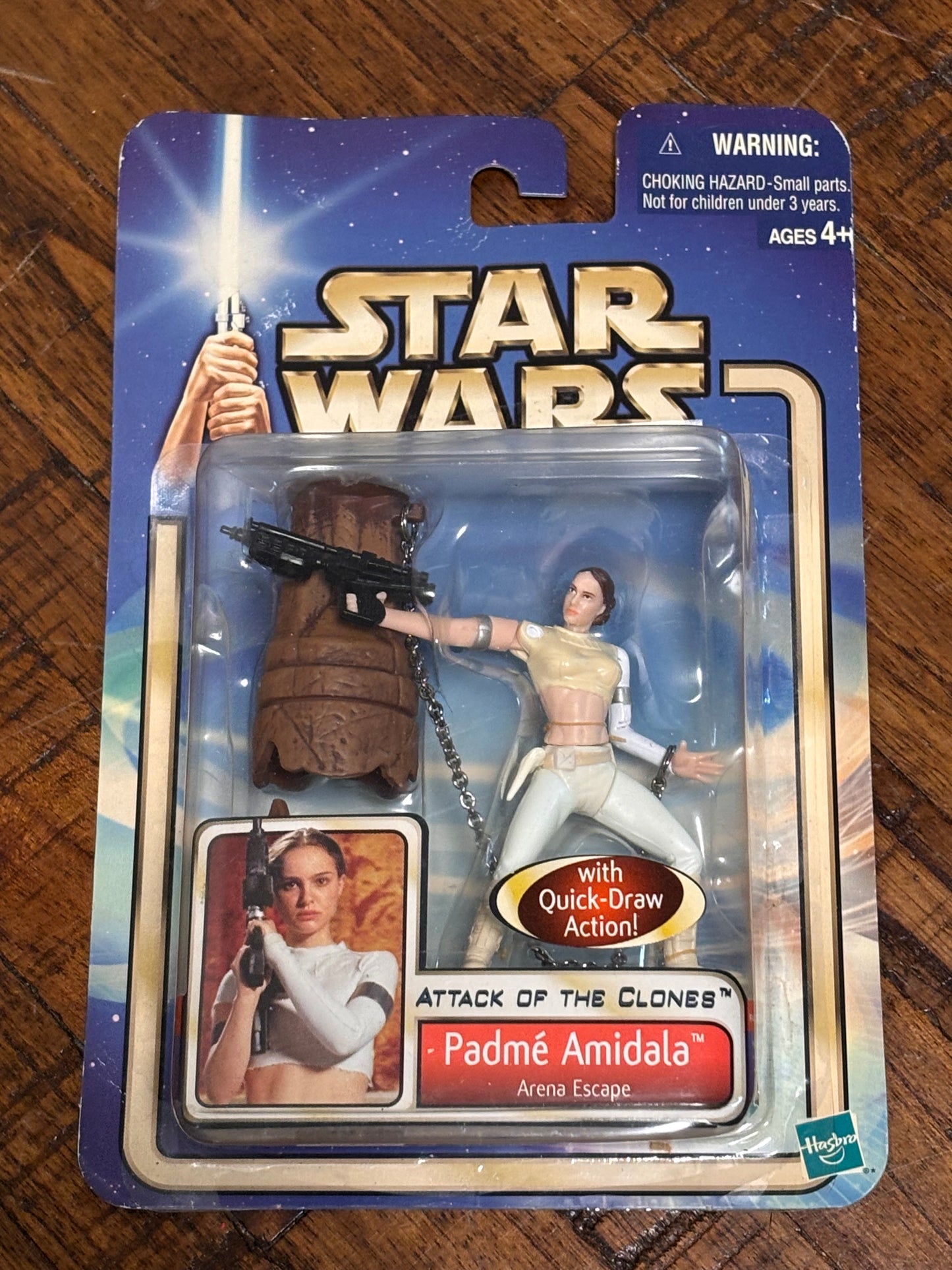 Disney Hasbro Star Wars Padame Amidala Arena Escape w/ Quick draw Attack of the Clones 2002 Action Figure New
