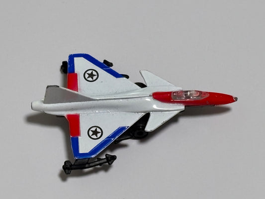 Vintage 1990's 2.5" Long Diecast/Plastic Toy Fighter Jet Stars Red White Blue