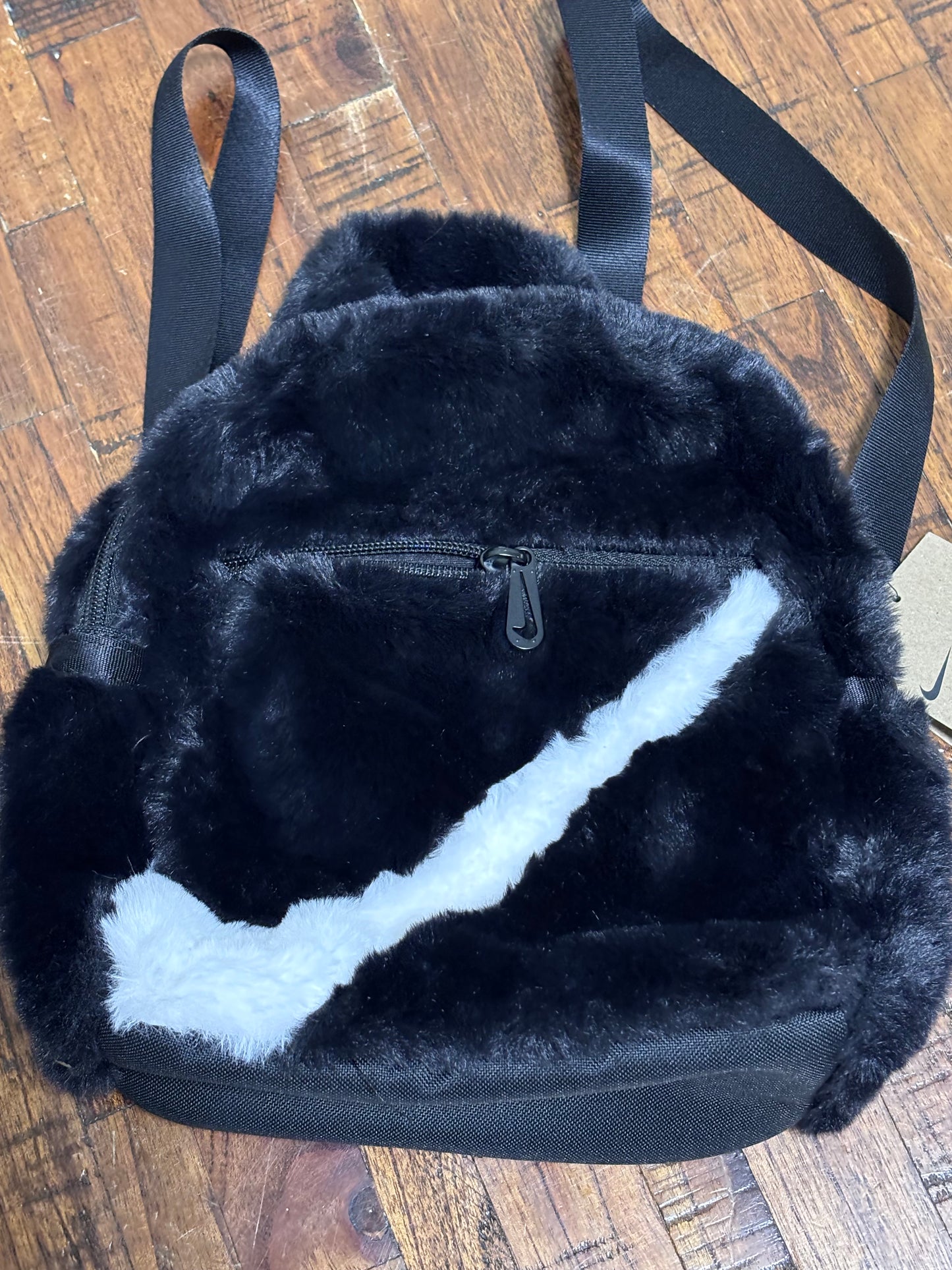 Nike Sportswear Futura 365 Faux Fur Mini Backpack Black FB3049-010 New NWT