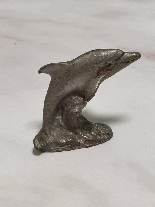 Vintage Collectible Miniature Fine Pewter Nautical Figurines Dolphin 1.5”