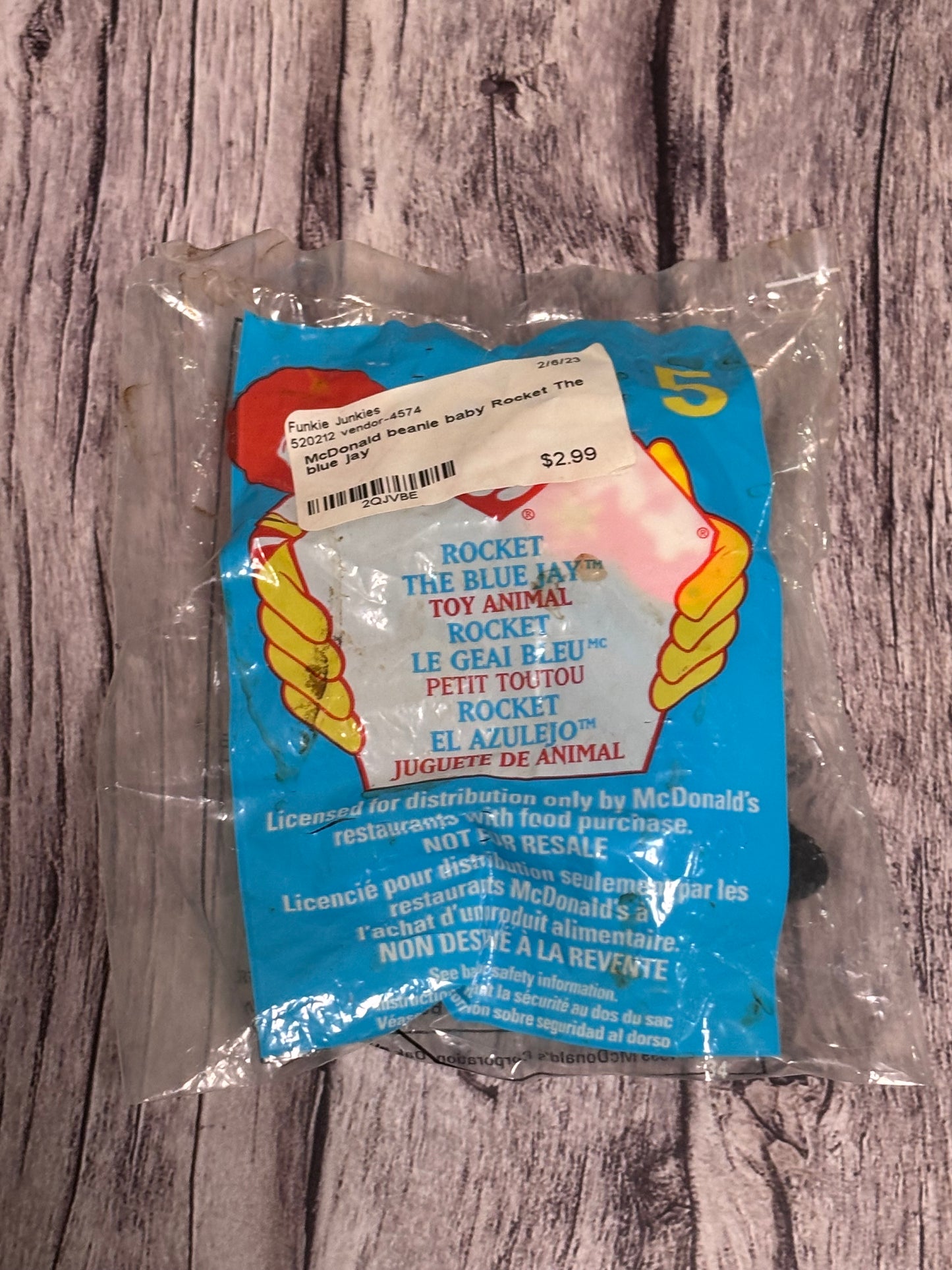 Rocket the Blue Jay #5 McDonald’s Happy Meal ty Teenie Beanie Babies 1993 New