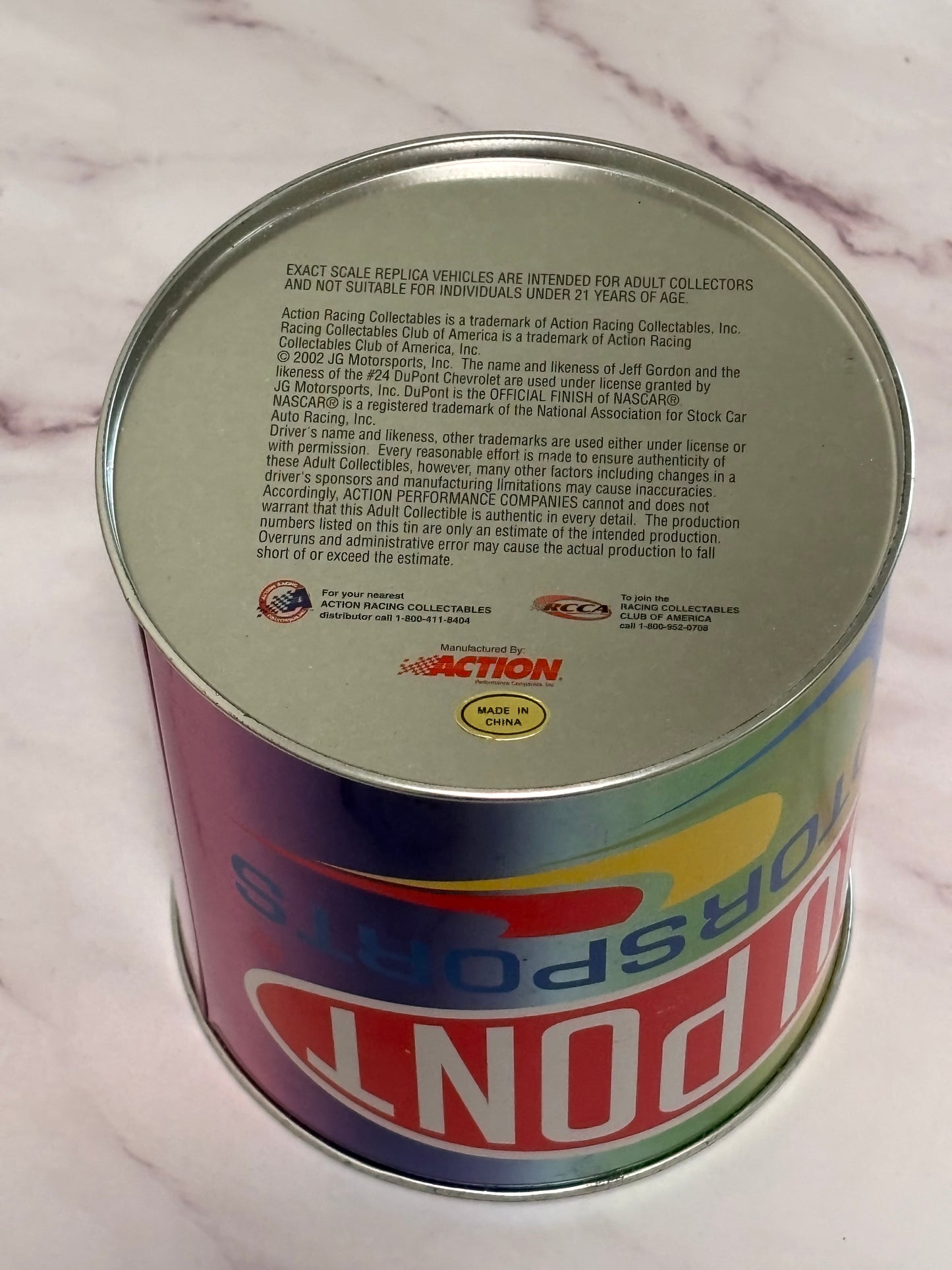 DU Pont Motorsports Oil Can 2002 #24 Gordon Exact Replica Car NASCAR Racing