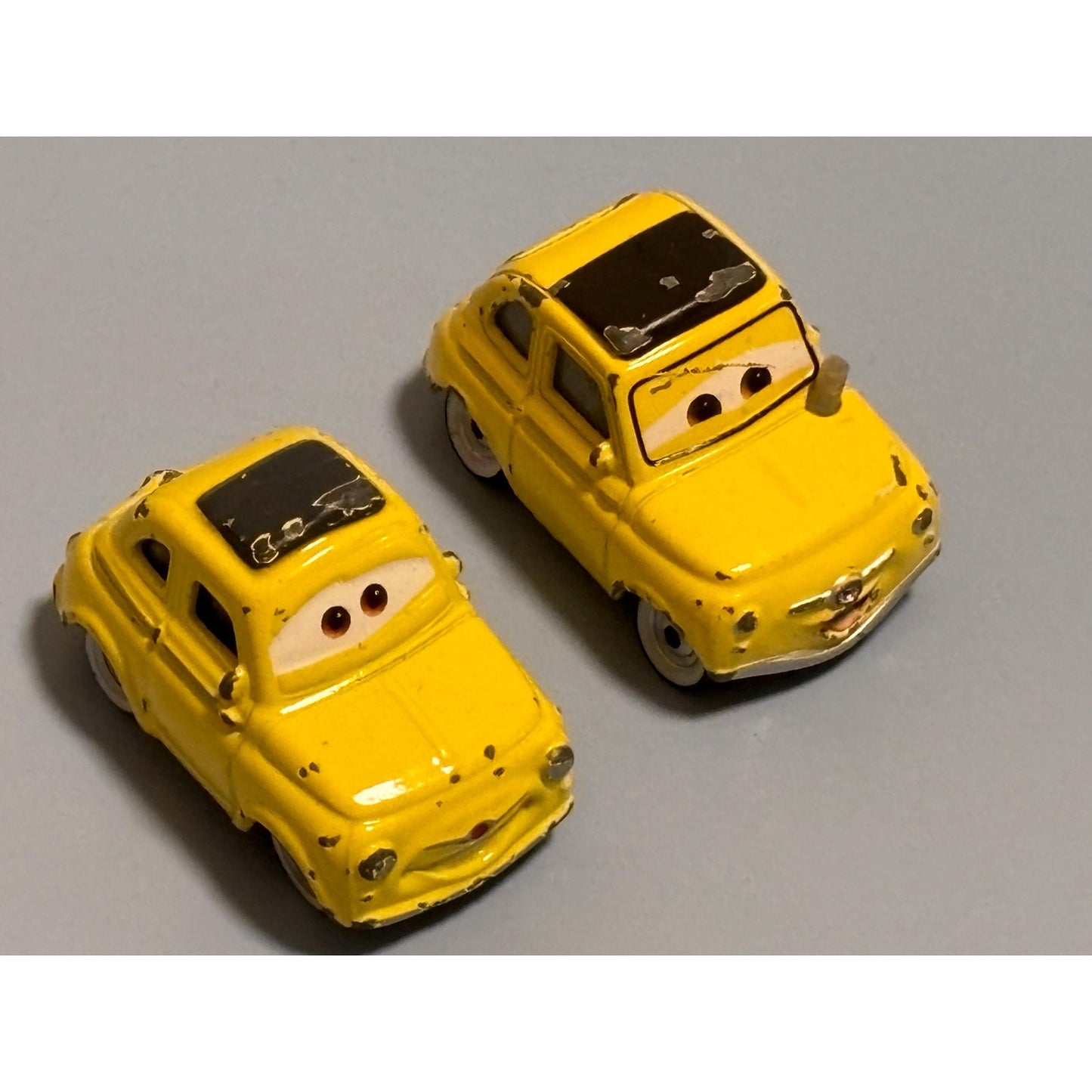 Lot of 2 Disney Cars Mini Racers Luigi Die-cast Metal Yellow Pixar Mattel Mini