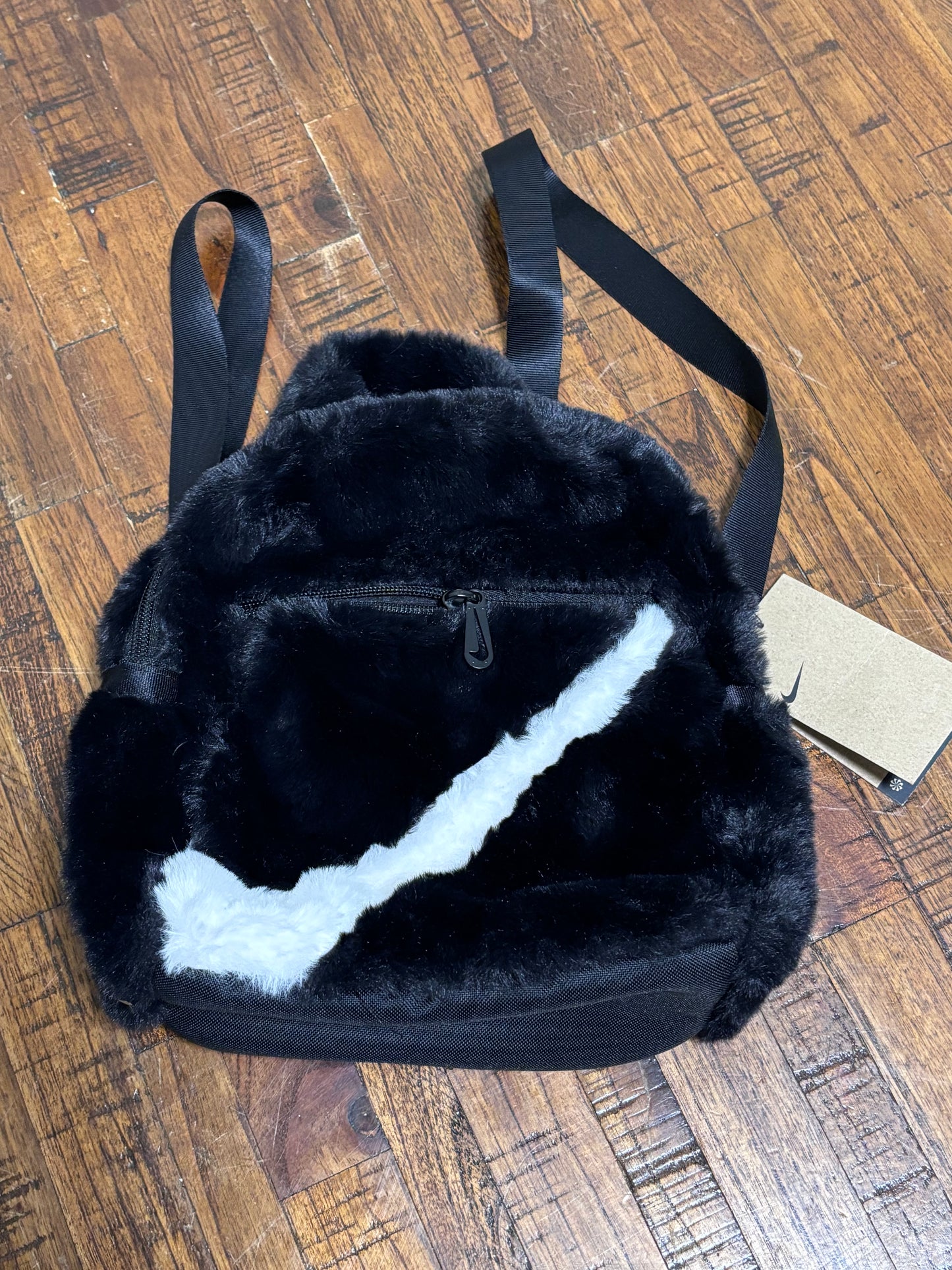 Nike Sportswear Futura 365 Faux Fur Mini Backpack Black FB3049-010 New NWT