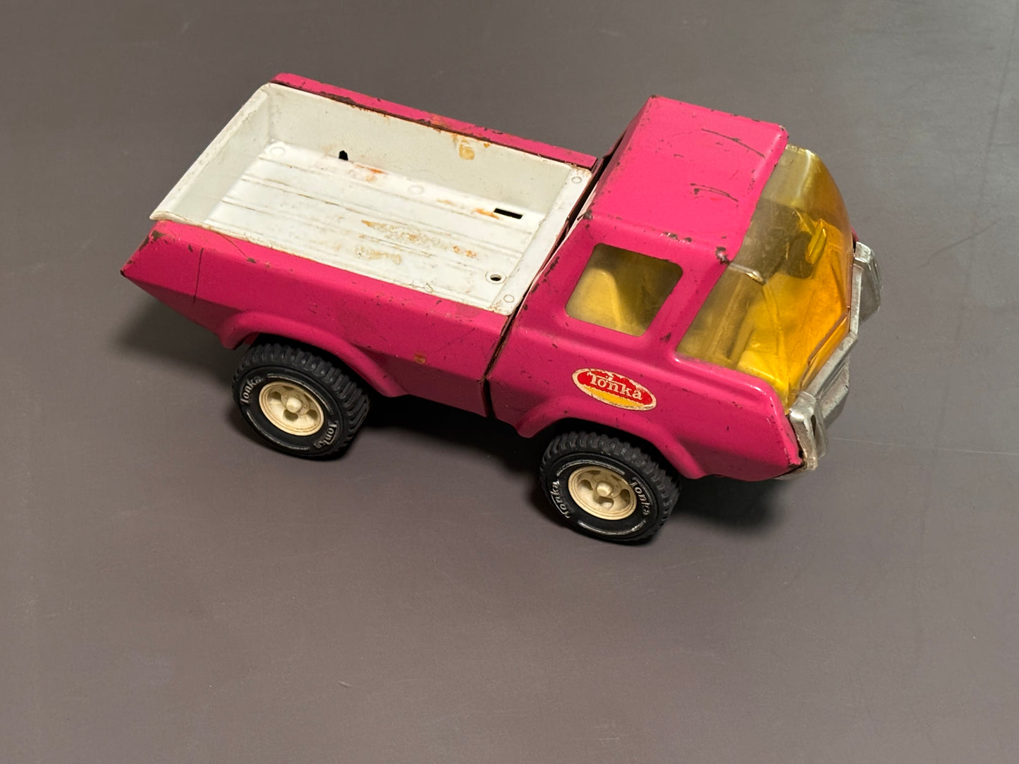 VTG Tonka Pickup Truck Pink 8.5" 70s Pressed Steel Small Metal Toy Truck Vehicle