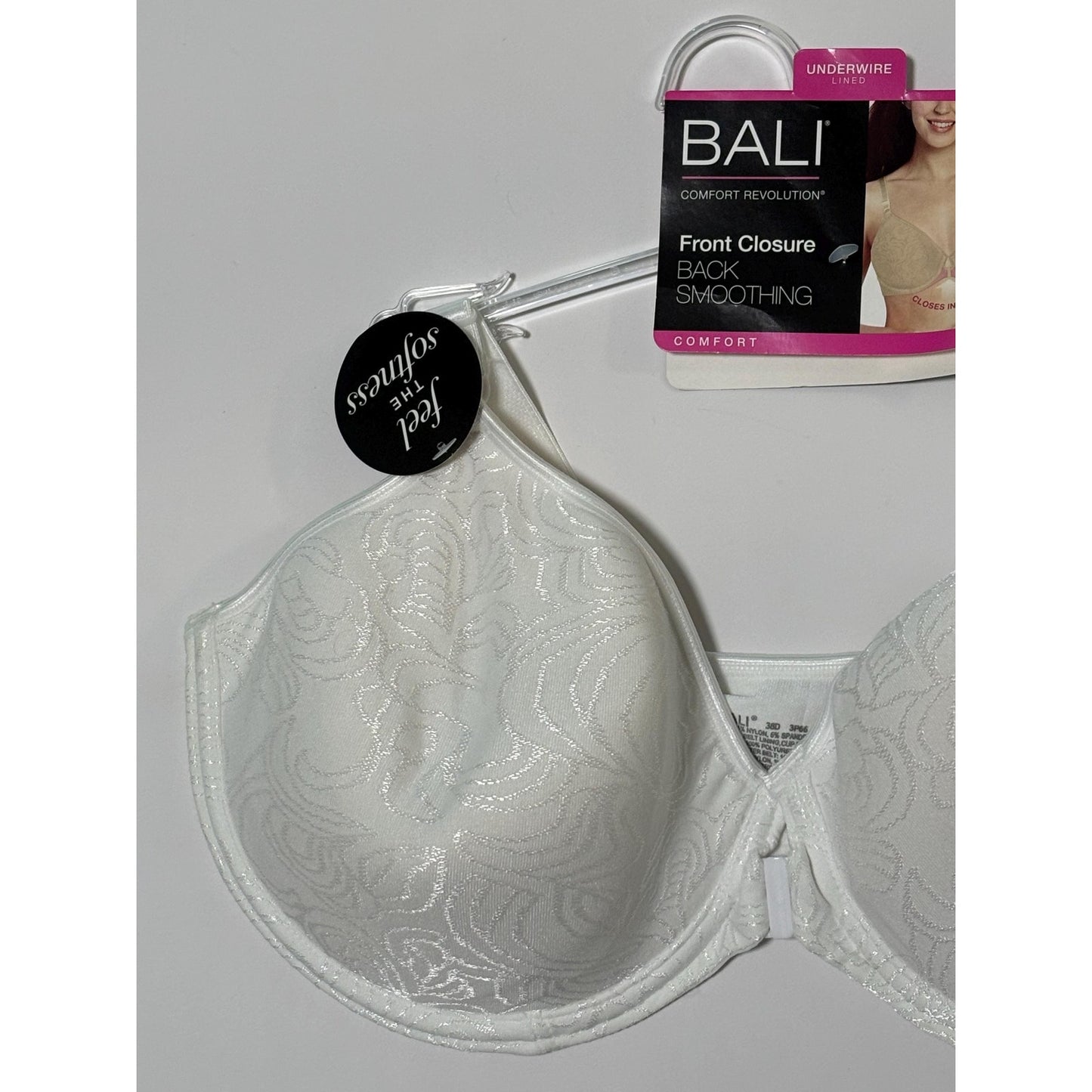 Bali bra Front Closure 38D underwire style 3P66 Comfort white NWT