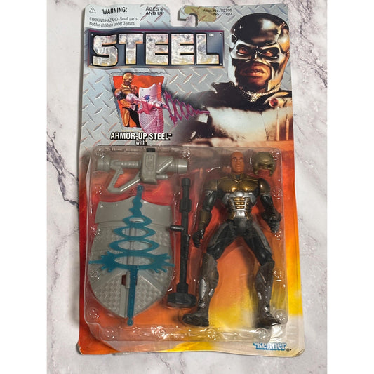 Kenner Steel 1997 Armor Up Steel w/ Sonic Flash Stungun and Full Body Shield New