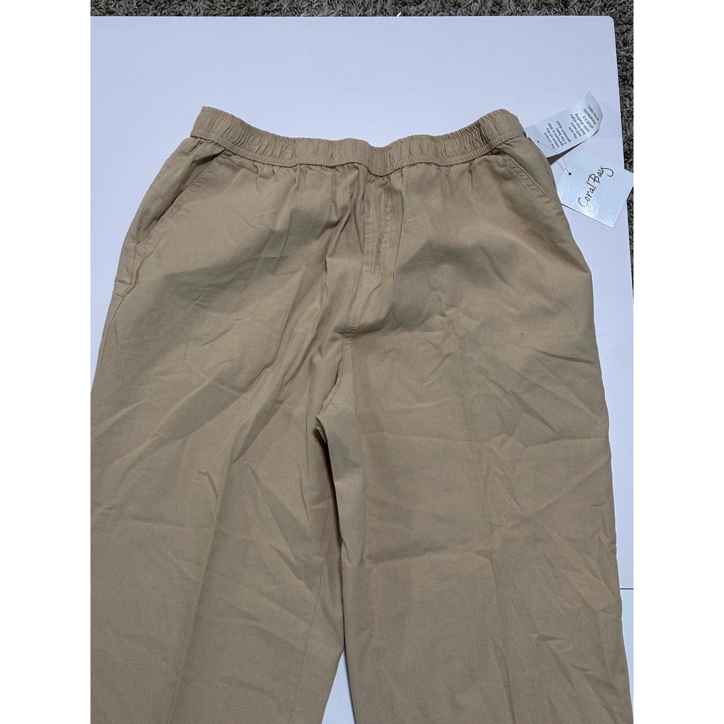 Coral Bay Woman’s Beige Brown Stretch Pants Size Small 100% Cotton NWT