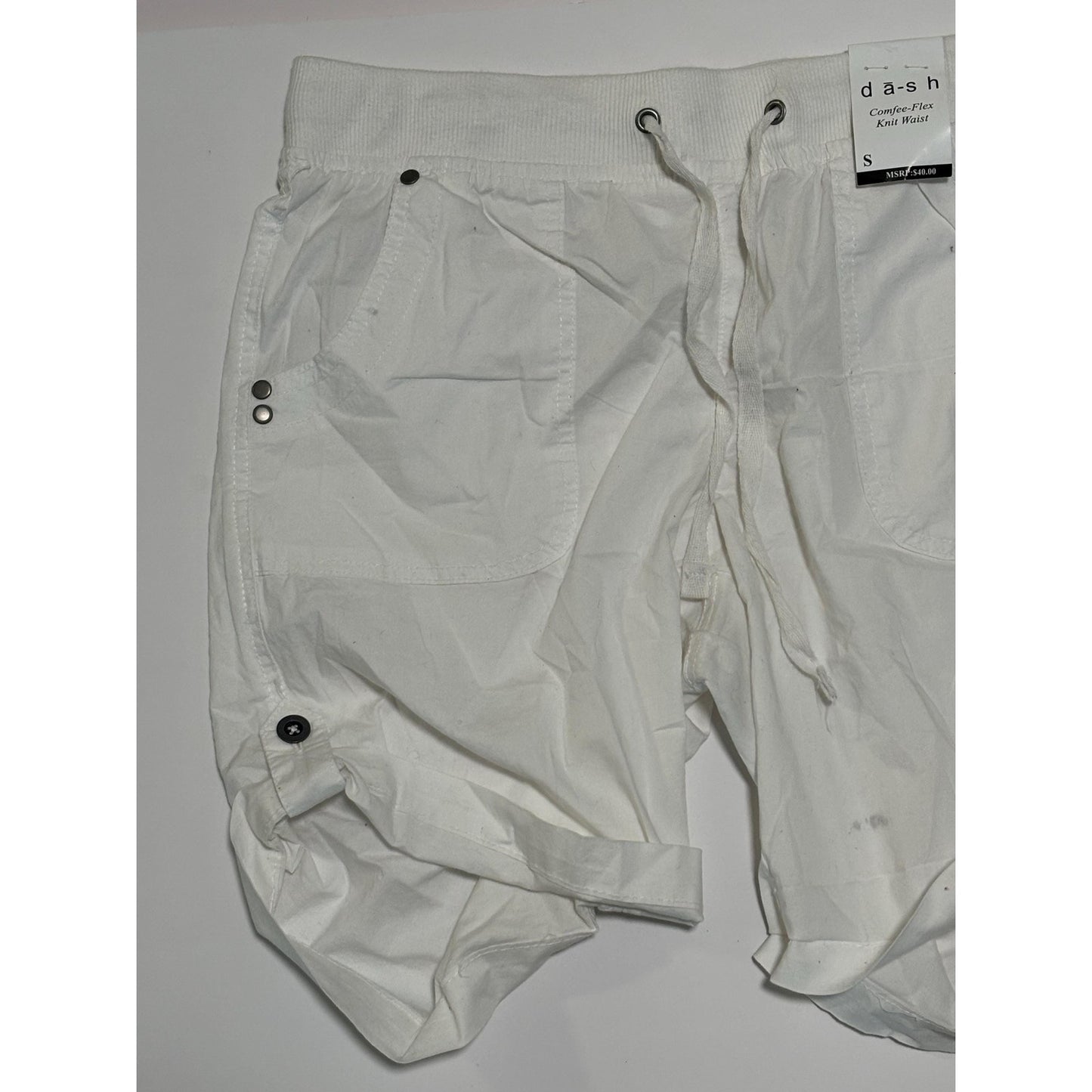 SNWT Dash White Stretch Adjustable Marguerita Bermuda Shorts S NWT