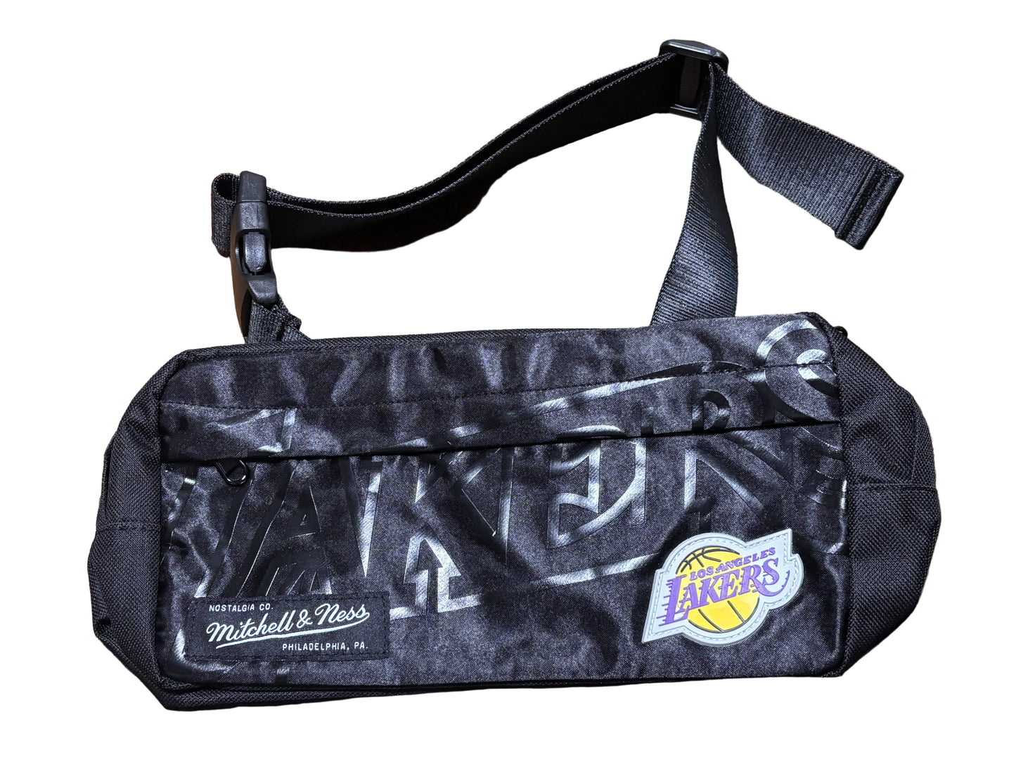 Los Angeles LA Lakers Mitchell & Ness Nba Retro Hardwood Classic HWC Fanny Pack Adjustable Bag Black New NWT