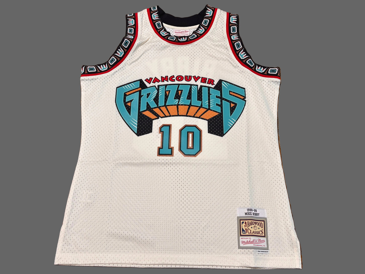 Mike Bibby Vancouver Memphis Grizzlies #10 Mitchell & Ness NBA Retro Hardwood Classic HWC Swingman Big Face Team Logo 1998-99 White Green Jersey Men’s Large L New NWOT