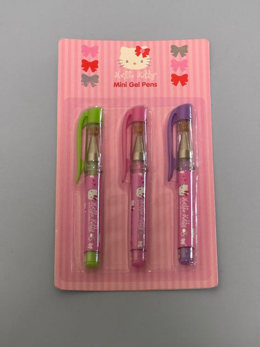 Hello Kitty Mini Gel Pens 3 Pack 2008 Sanrio Toy Island New