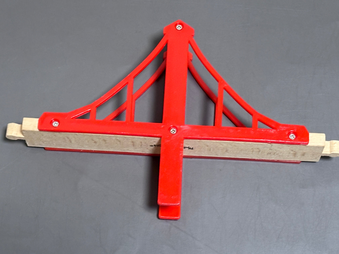 Brio, Thomas, Melissa & Doug Wooden Railway Suspension Bridge Track Piece Red