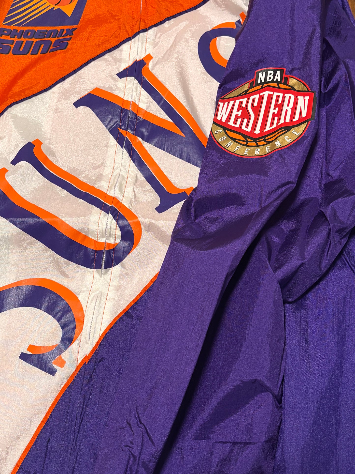 Phoenix Suns Mitchell & Ness NBA Retro Hardwood Classic HWC Lined Full-Zip Windbreaker Jacket White Orange Purple Mens L Large New NWOT