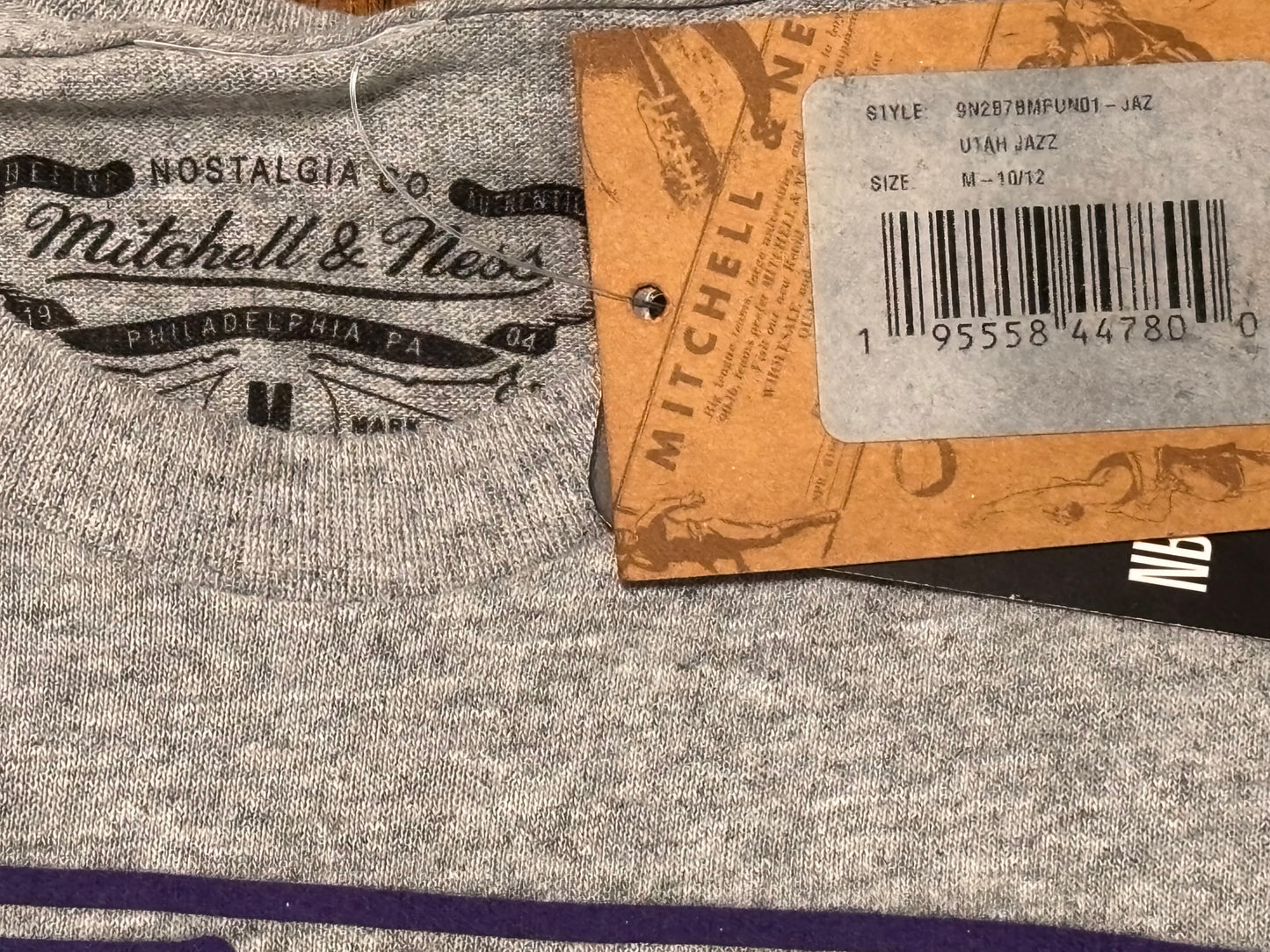 Utah Jazz Mitchell & Ness NBA Retro Hardwood Classic HWC 1979 Origins Short Sleeve Shirt Youth Kids Heather Gray Medium M 10-12 New NWT