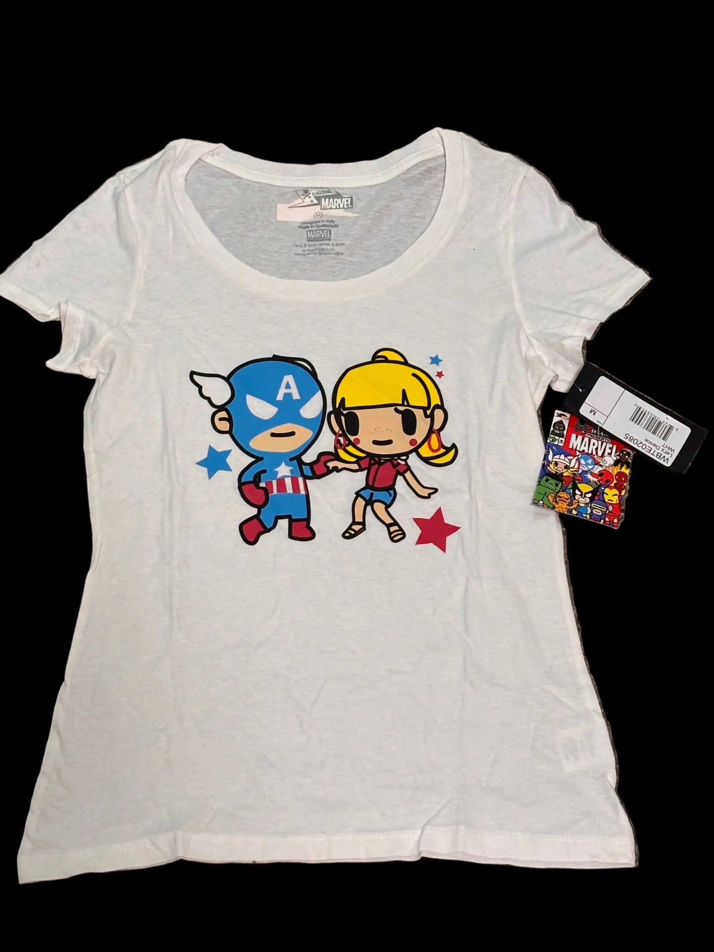 TokiDoki X Marvel Lets Dance 2012 Women’s Youth Marvel Pop Tee T White Shirt Anime New NWT