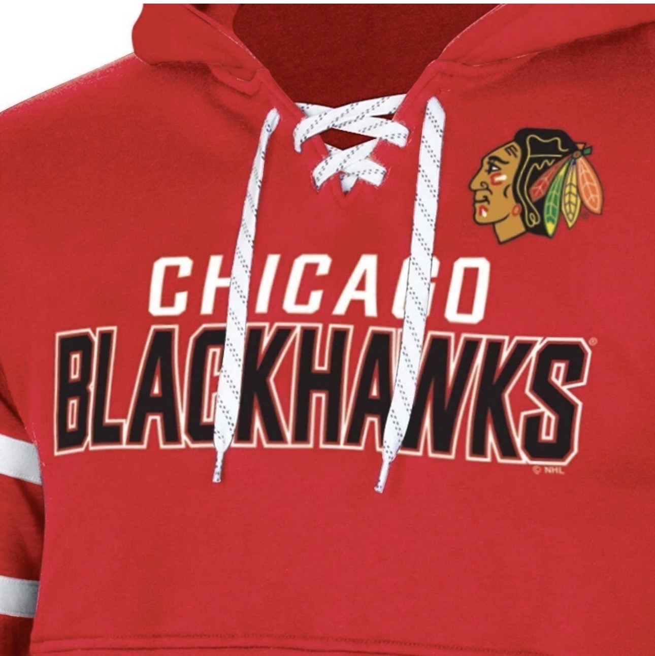 Chicago Blackhawks NHL Men's S Small Red Long Sleeve Hoodie Hooded Sweatshirt with Lace NWT New