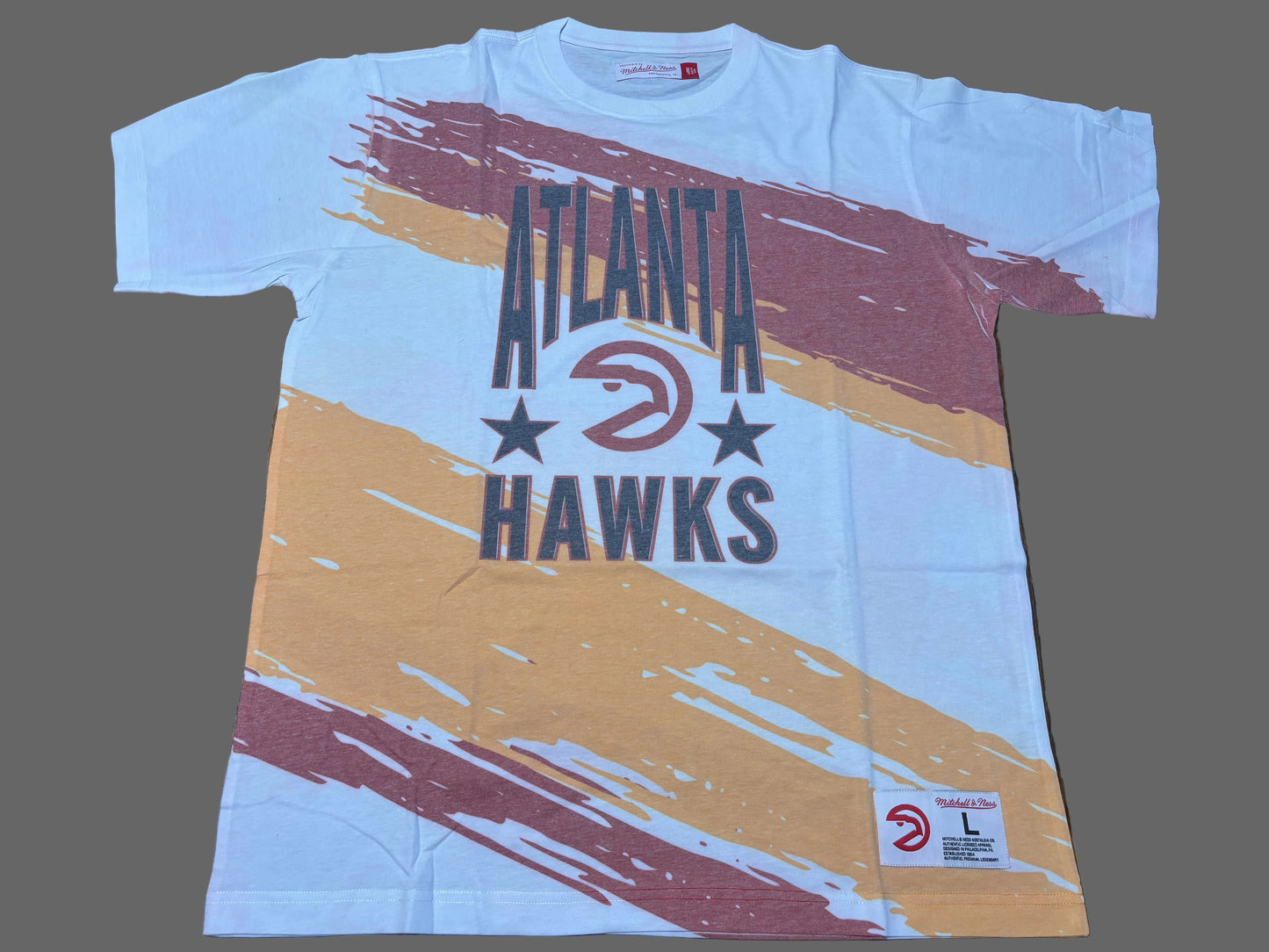 Atlanta Hawks Mitchell & Ness Hardwood Classic HWC NBA Retro Paint Brush Short Sleeve Shirt Red Men’s Large L New NWOT