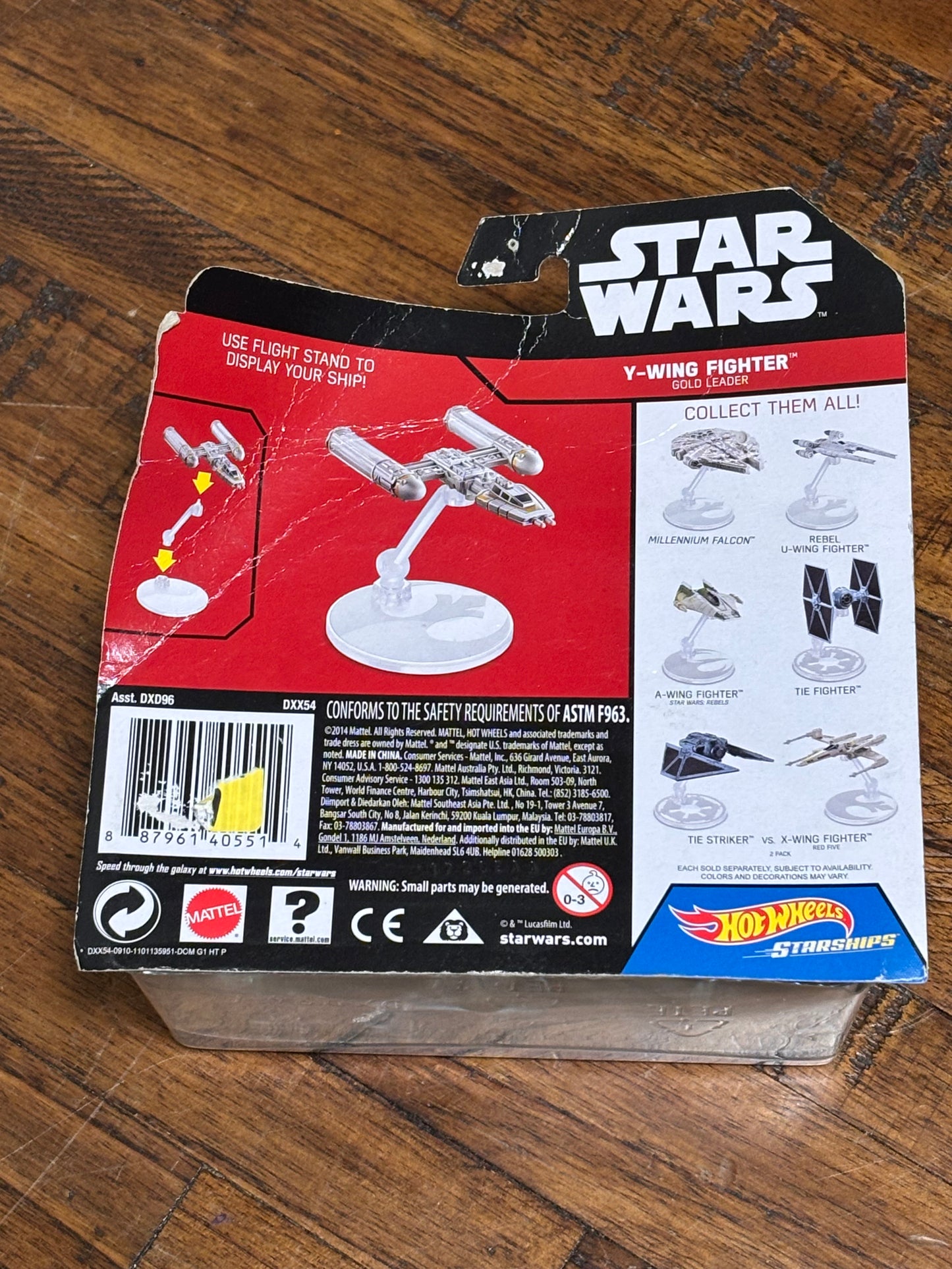 Disney Hot Wheels StarShips Mattel Star Wars with Flight Stand 2014 Gold Leader X-Wing Fighter Die Cast New