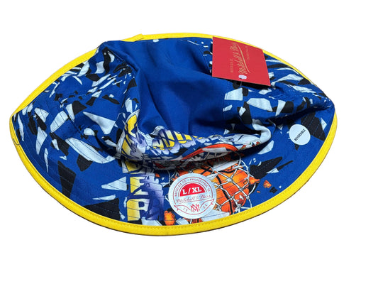 Denver Nuggets Mitchell & Ness Retro Blue Big Face Rim Glass Breaking Rainbow Hardwood Classic Bucket Hat Large Xtra Large L XL New NWT