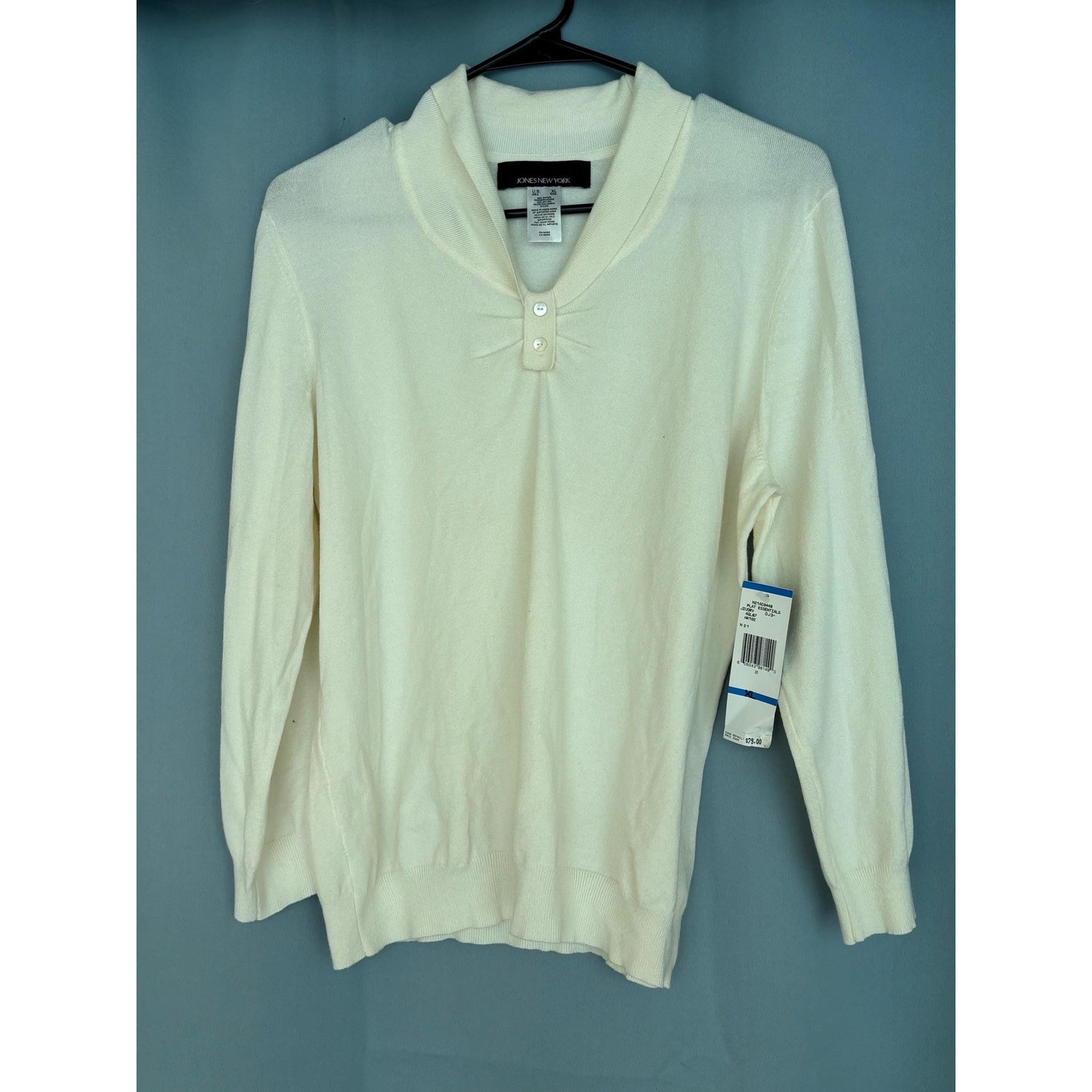Jones’s New York Cream Ivory Pullover Blouse Shirt Women's Size XL New