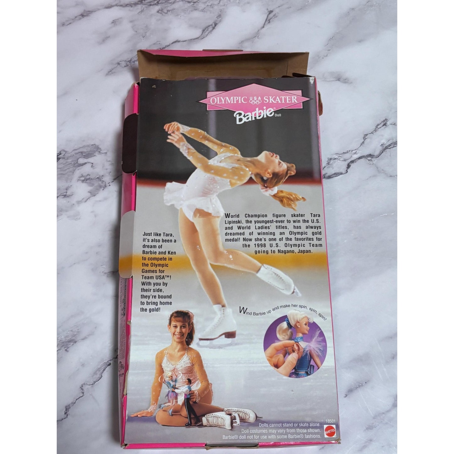 Mattel Olympic Figure Skater Barbie USA #18501 1997 Skate and Spin 90s Doll