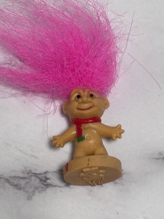 Vintage Troll Staml Mini Figure Pink Hairs 1”