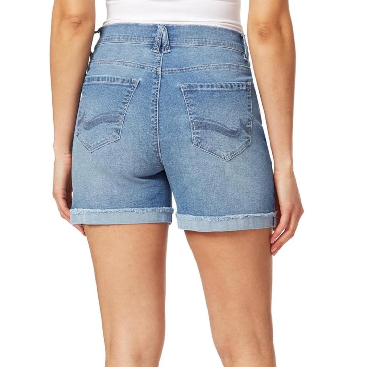 Angels Forever Young Women's 360 Sculpt 5" 7" InseamThigh Denim Shorts 10 NWT