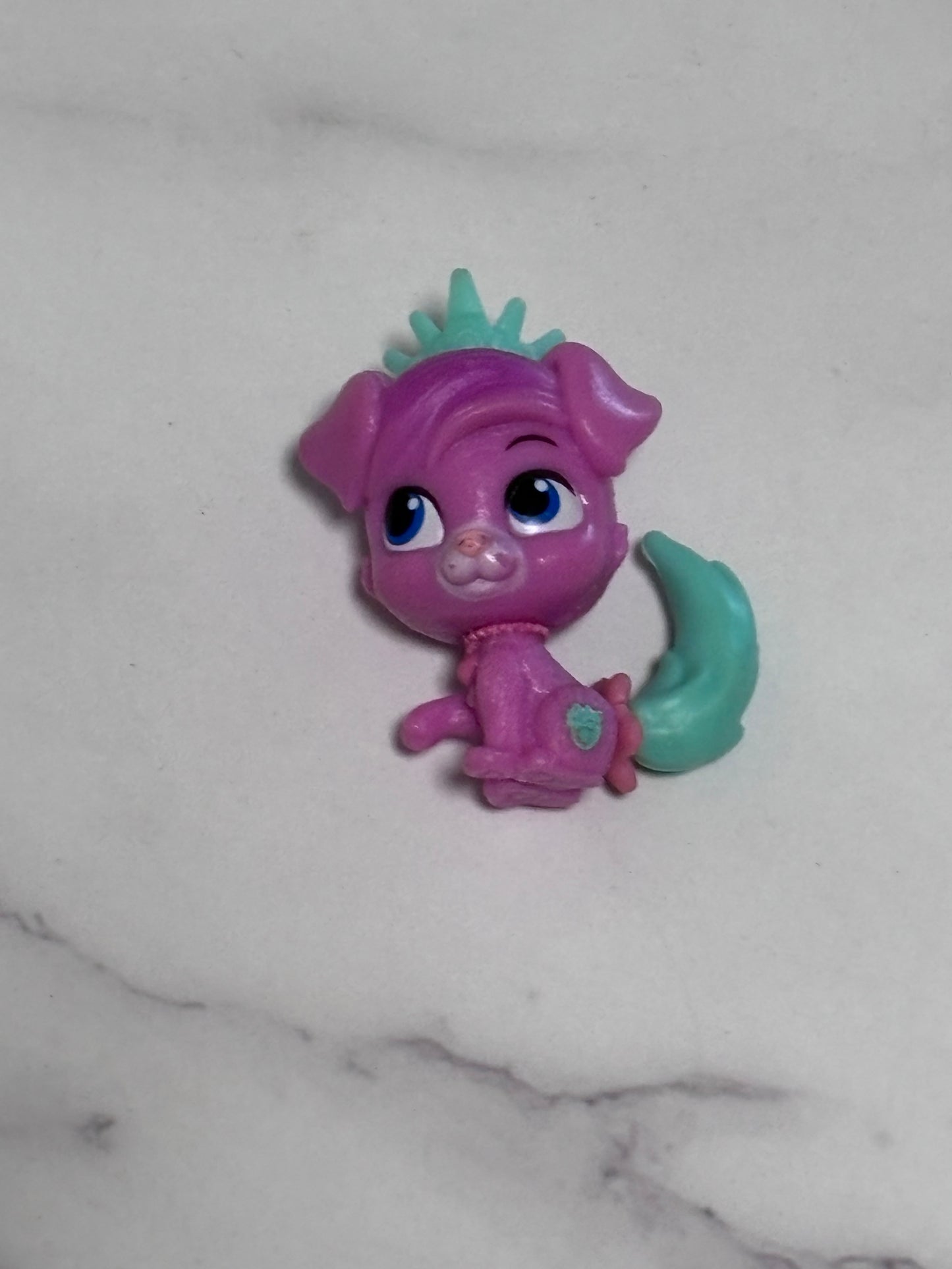 Littlest Pet Shop Princess Pink Dog with Green Crown Mini 1.5" Toy Figurine