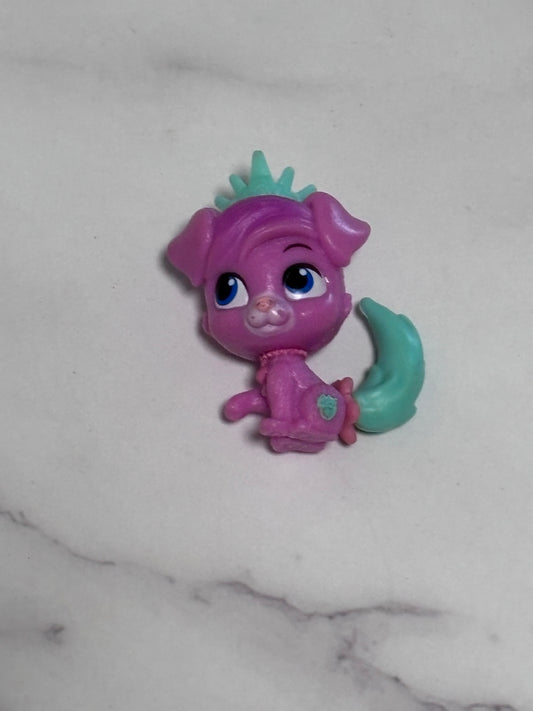 Littlest Pet Shop Princess Pink Dog with Green Crown Mini 1.5" Toy Figurine