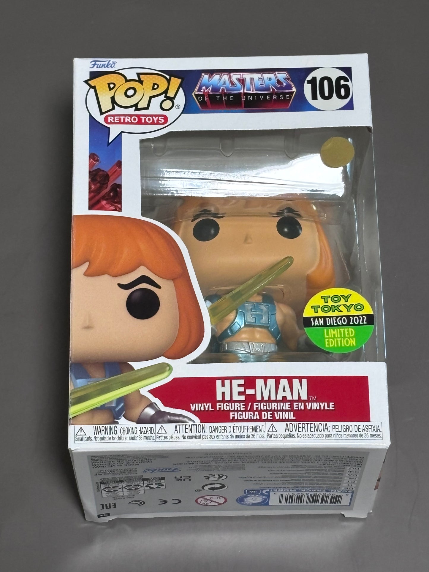Funko Pop! Masters of the Universe #106 He-Man SDCC Toy Tokyo Exclusive Sticker
