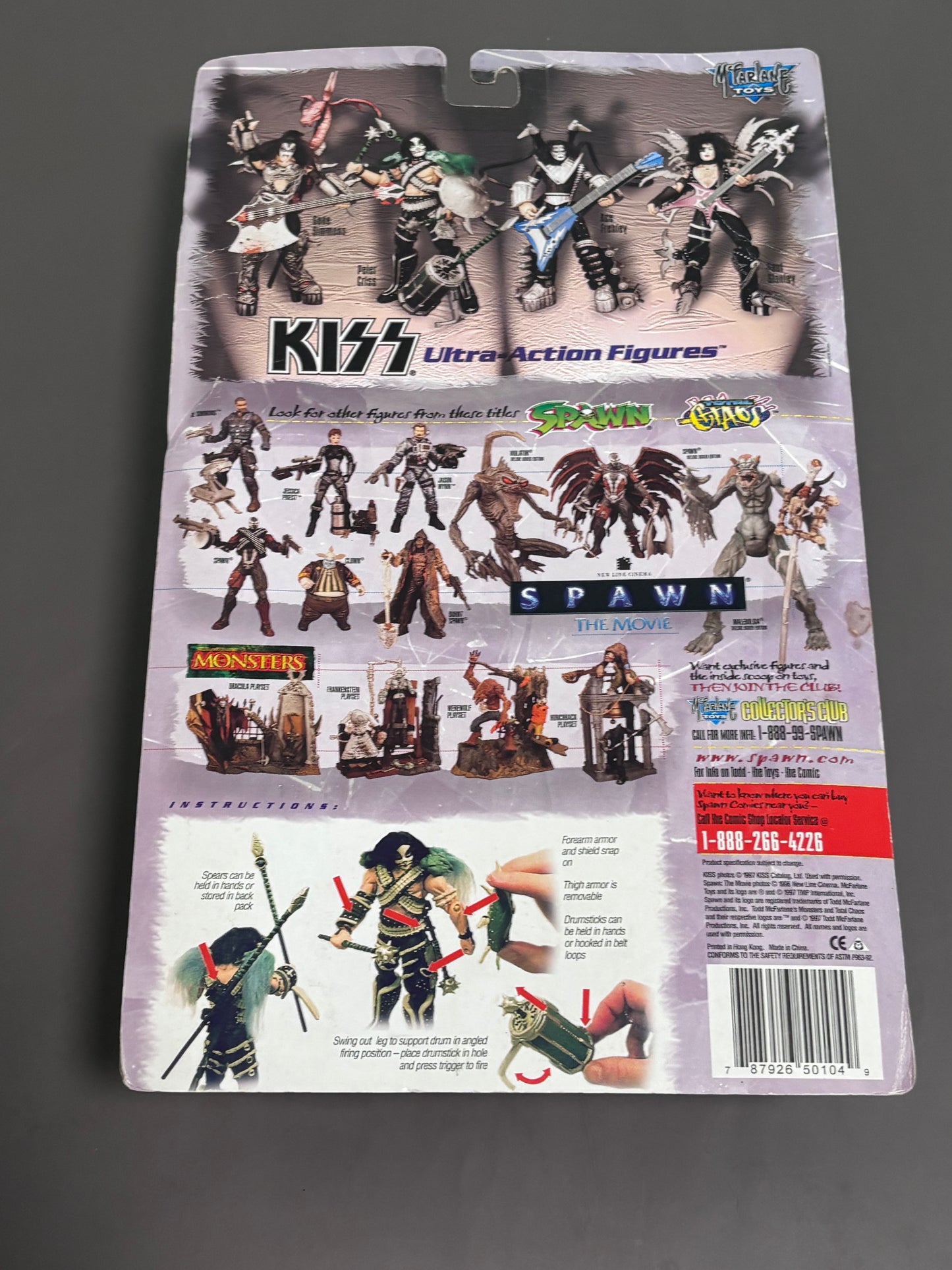 KISS Peter Criss McFarlane Figure Ultra Action Drum Drumstick Launcher New 1997