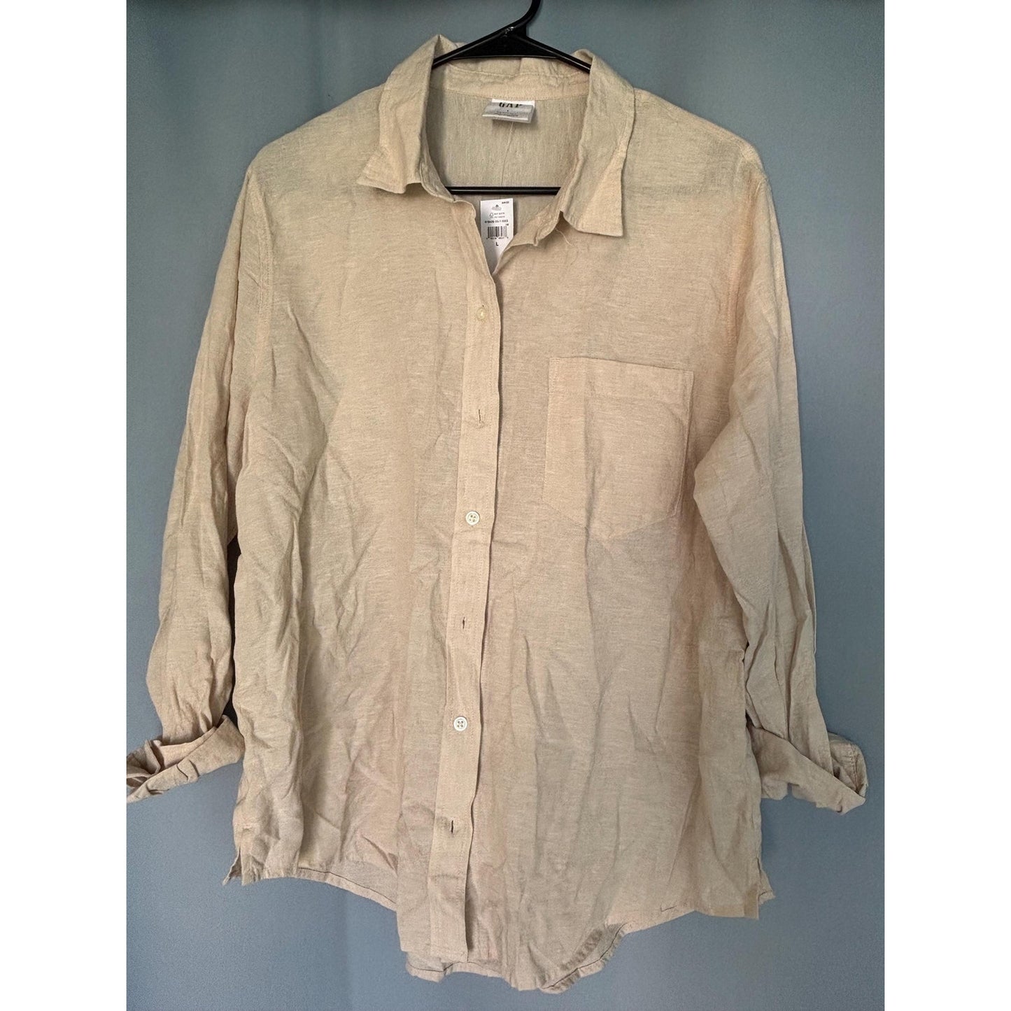 Gap The Easy Shirt Button Down Dress Shirt Sand Khaki L NWT