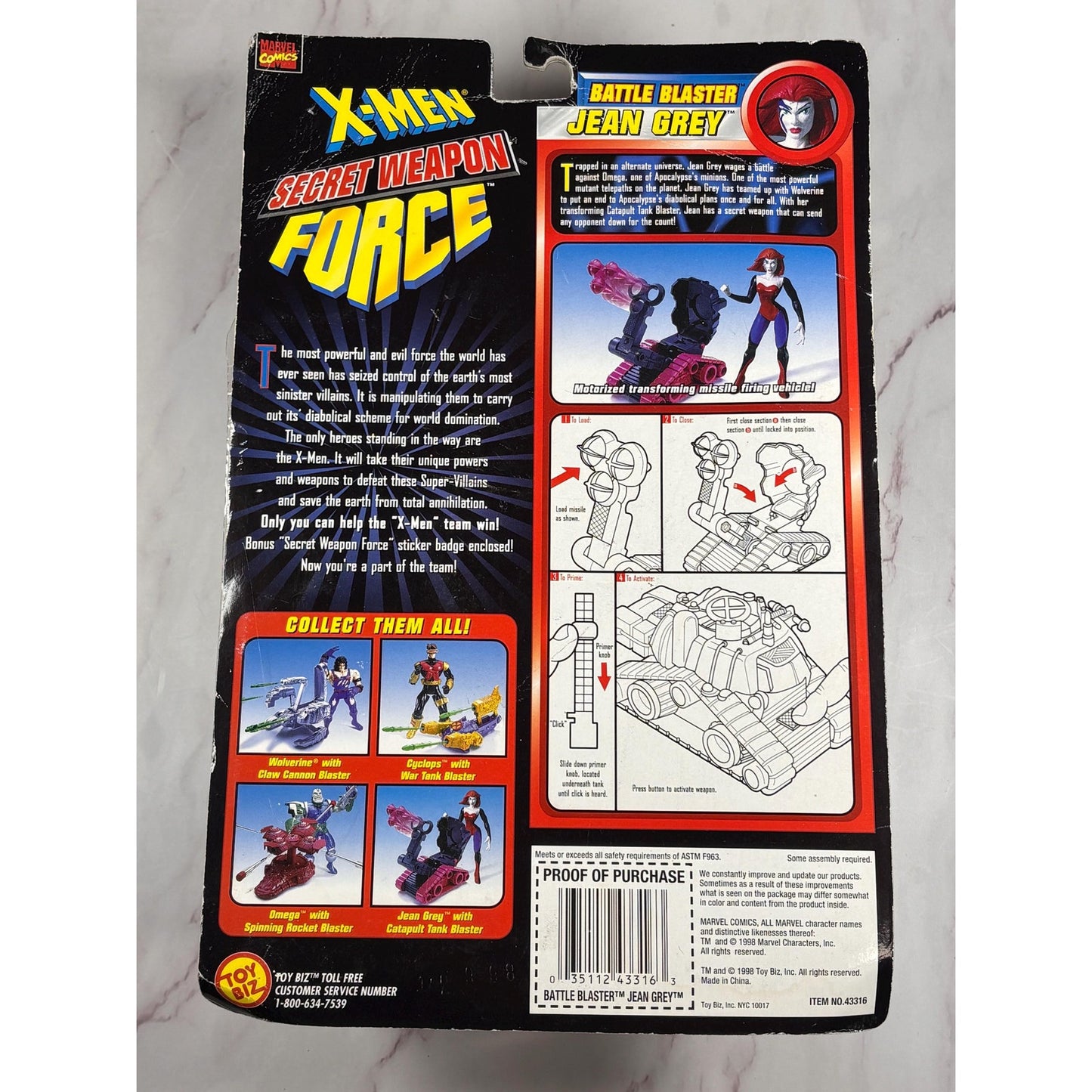1998 Toy Biz Marvel X-Men Secret Weapon Force Battle Blaster Jean Grey New
