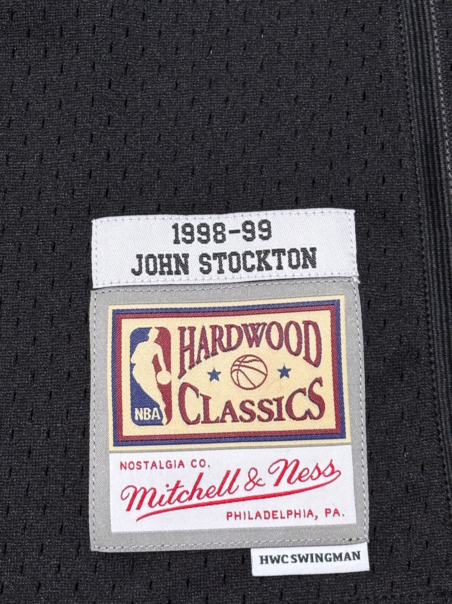 John Stockton Utah Jazz Mitchell & Ness NBA Retro Hardwood Classic HWC Swingman 1998-99 Team Color Player Jersey Black Mens Large L New NWOT