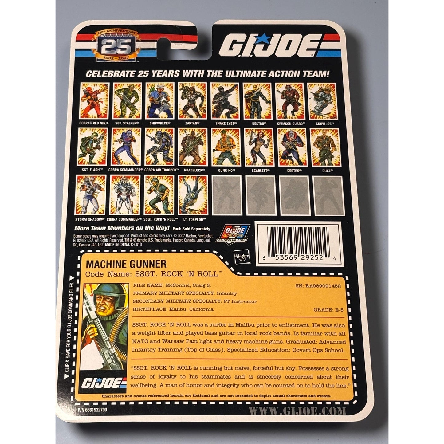GI Joe 25th Anniversary Machine Gunner Rock 'N Roll Hasbro Foil Action Figure