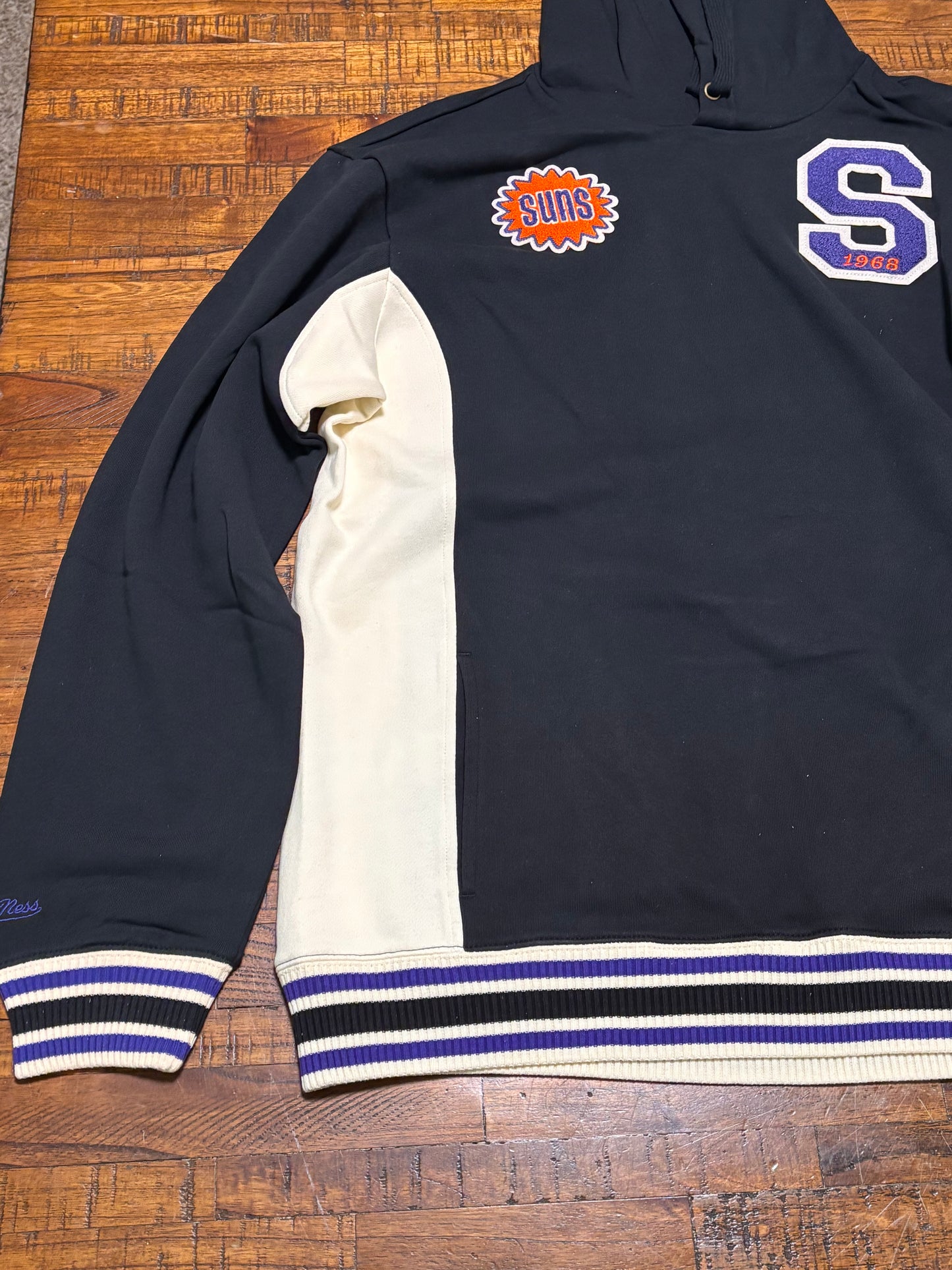 Phoenix Suns Mitchell & Ness NBA Retro Team Legacy French Terry 1968 Pullover Hoodie Black Mens L Large New NWOT
