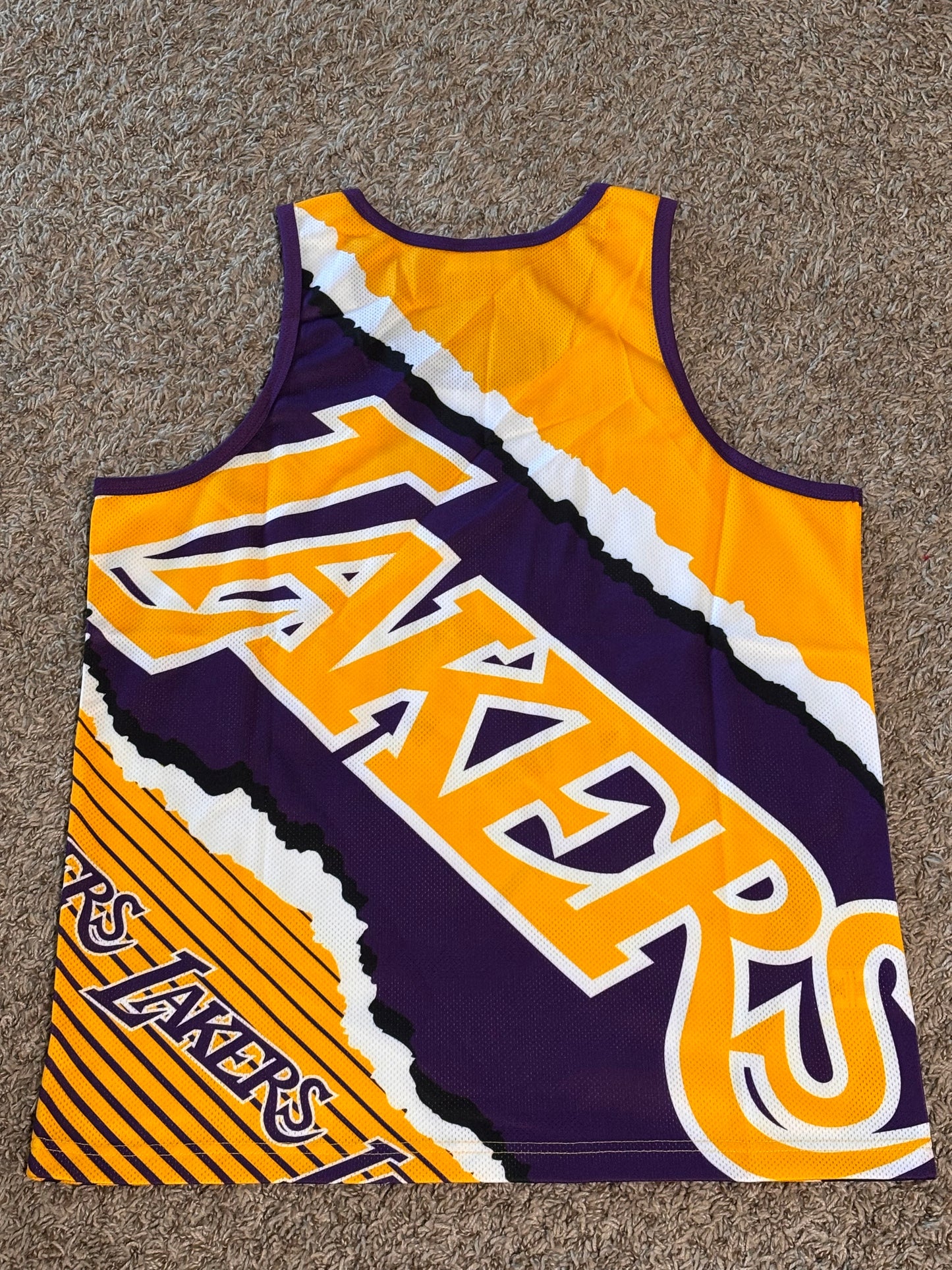 Los Angeles LA Lakers Mitchell & Ness Nba Jumbotron 2.0 Sublimated Tank Top Jersey Mens Purple & Gold L Large New NWOT